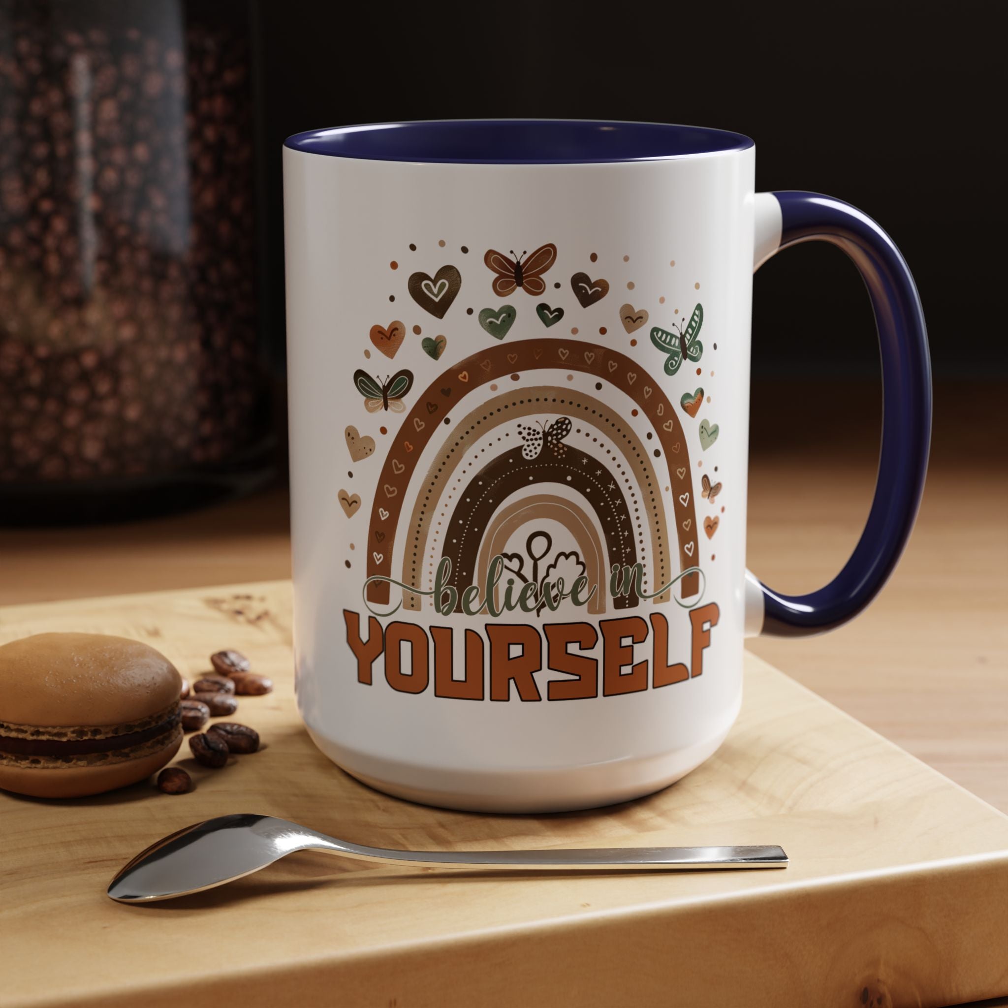 Personalized Mug, Believe In Yourself Accent Coffee Cup (11, 15oz), Gift Under 20, White Elephant, Inspirational, Motivational gift