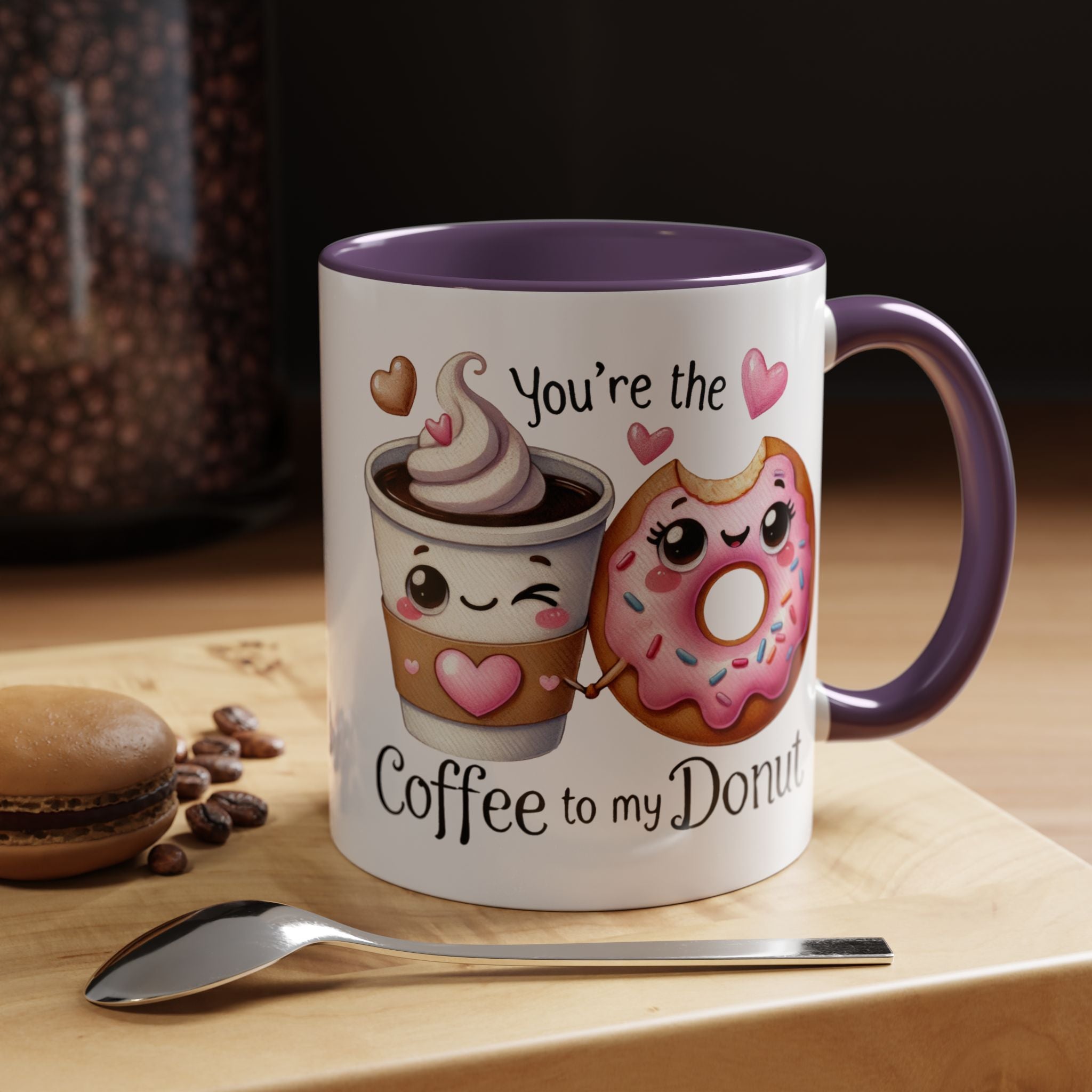 You Are The Coffee To My Donut Personalized Romantic Mug Accent Cup 11/15oz, Anniversary Wedding Valentines Custom Gift Him her Spouse BF GF