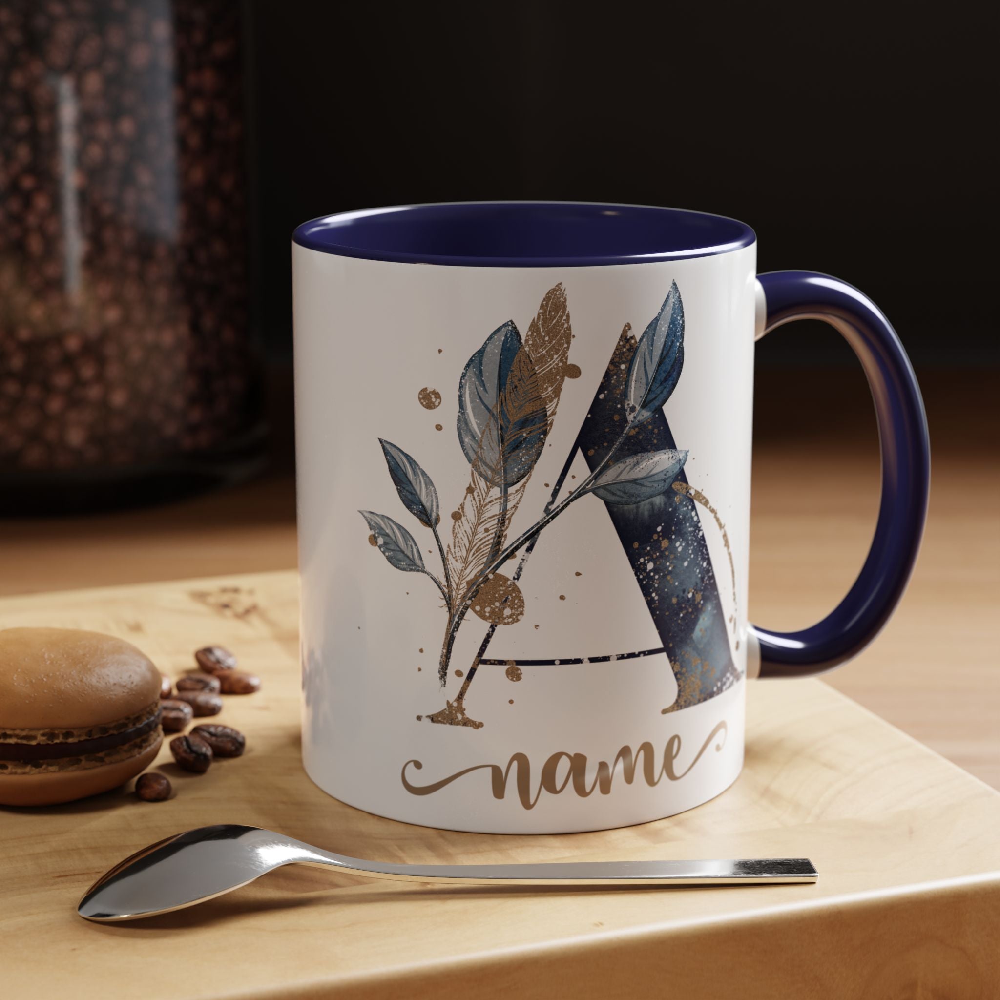 Personalized Floral Initial Coffee Mug for her, Custom Name Mug, Wedding Favor, Unique Home Décor Coffee Cup, Girlfriend Gift, Monogram Mug