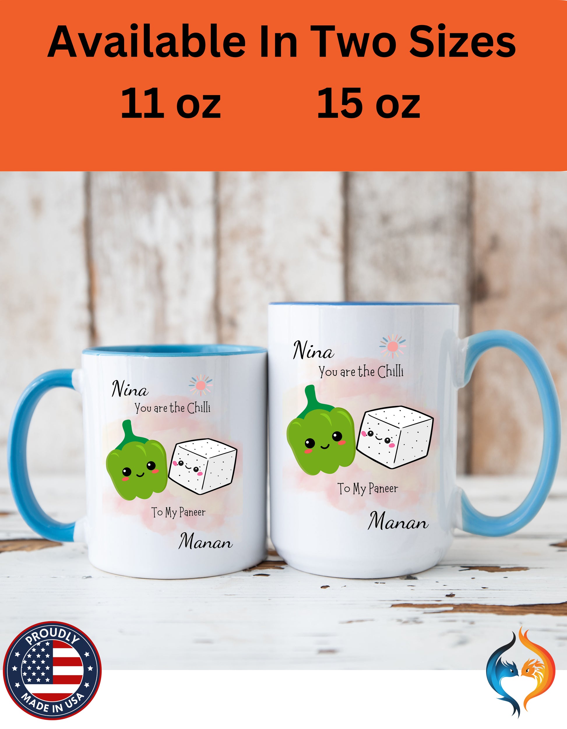 Personalized You Are The Chilli To My Paneer Accent Mug - Yellow accent mug