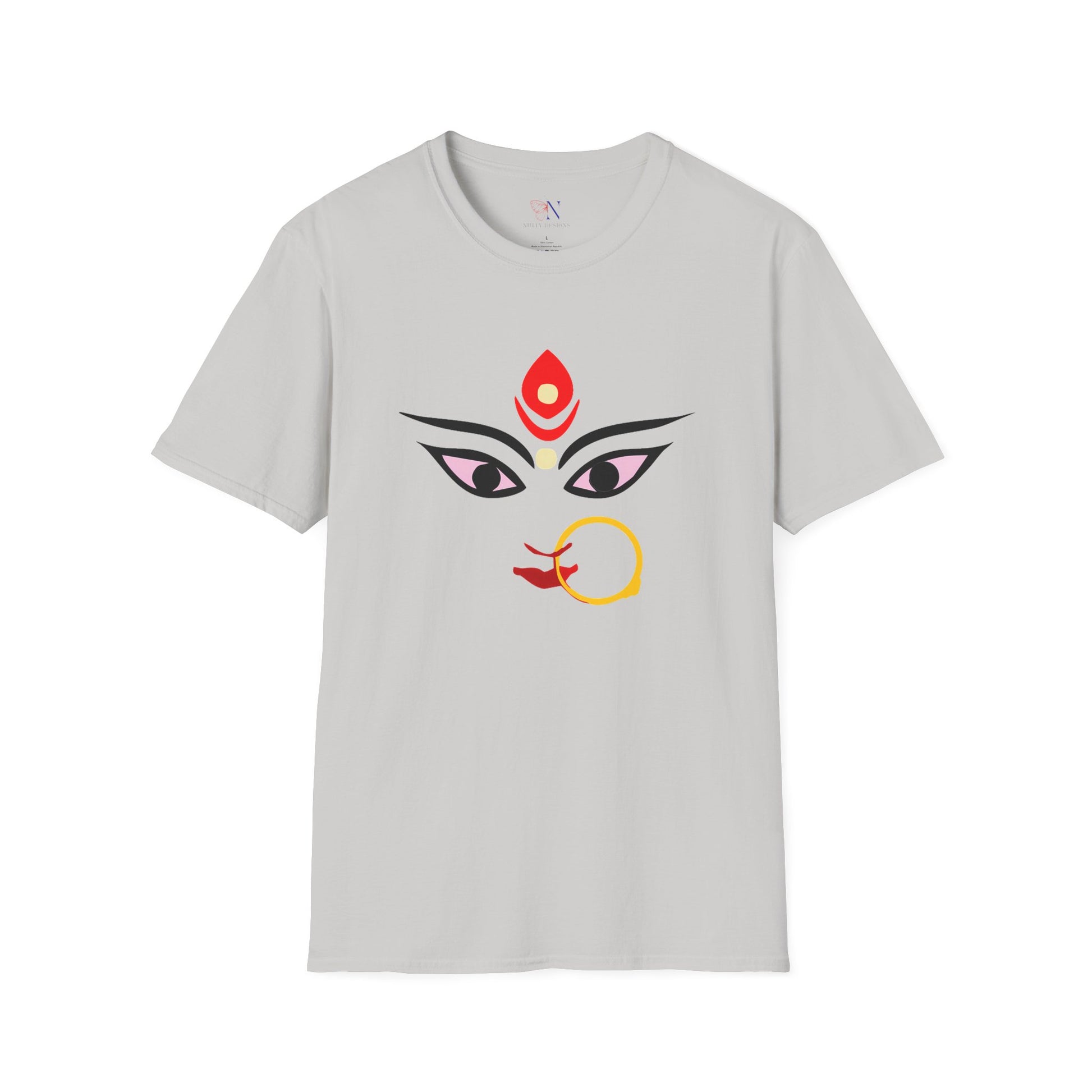 Durga graphic T-shirt with goddess design, perfect Diwali gift for Hindu religion followers.