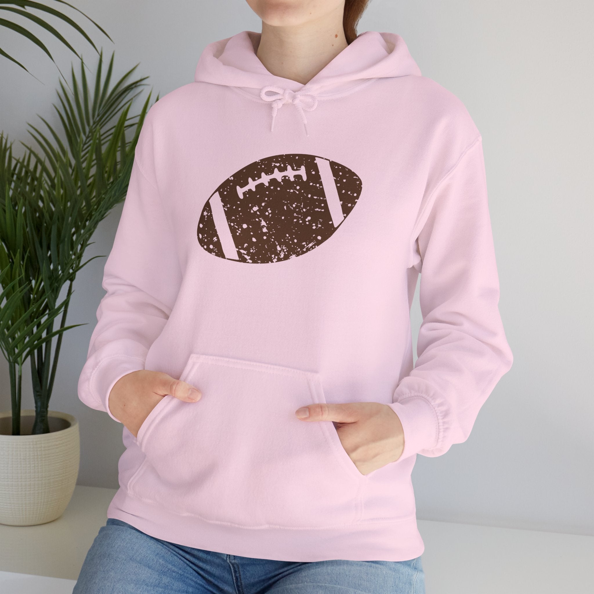 Vintage Football Hoodie – Distressed Brown Football Graphic