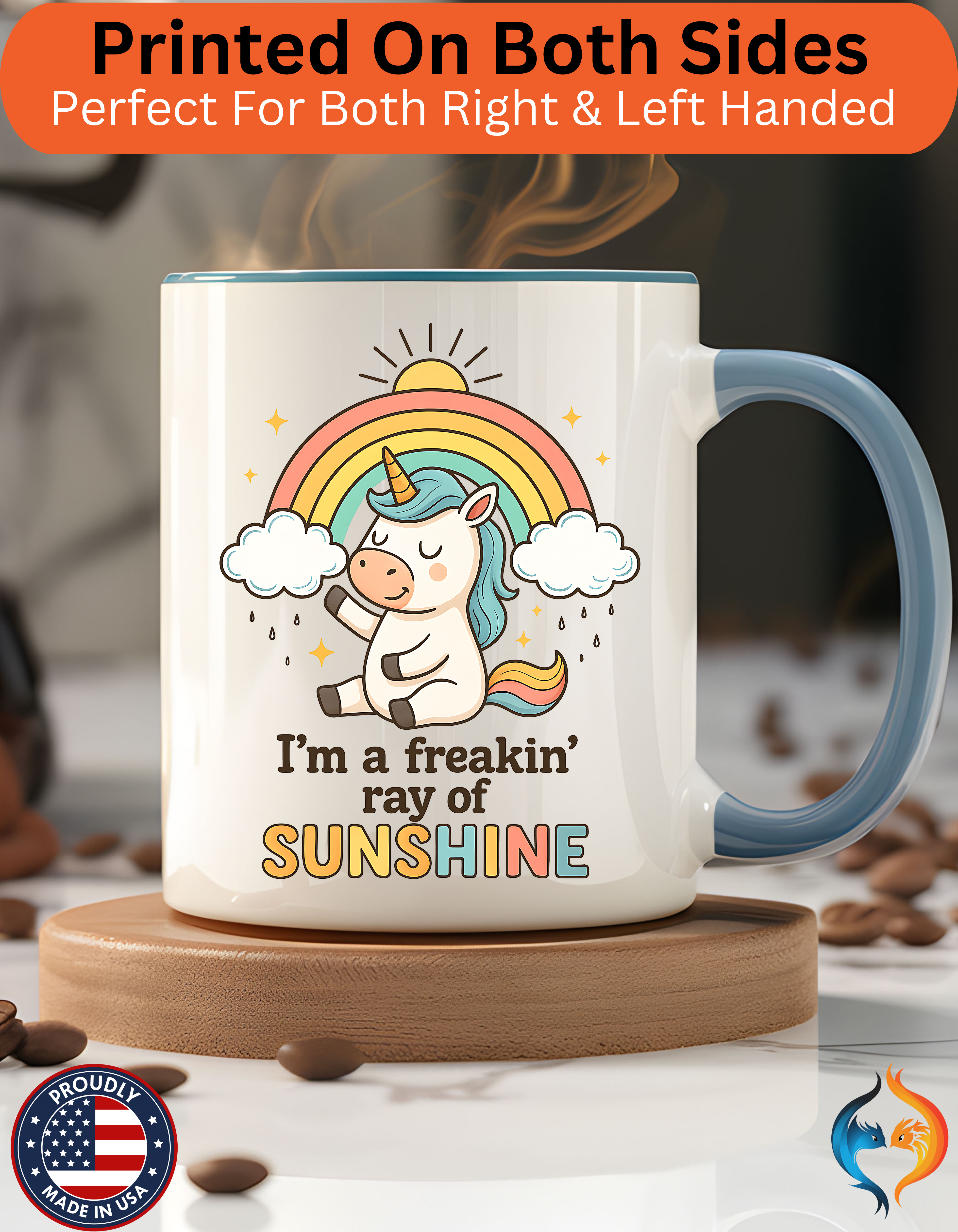 Freaking Ray of Sunshine Mug Lifestyle Mockup | Nutty Designs