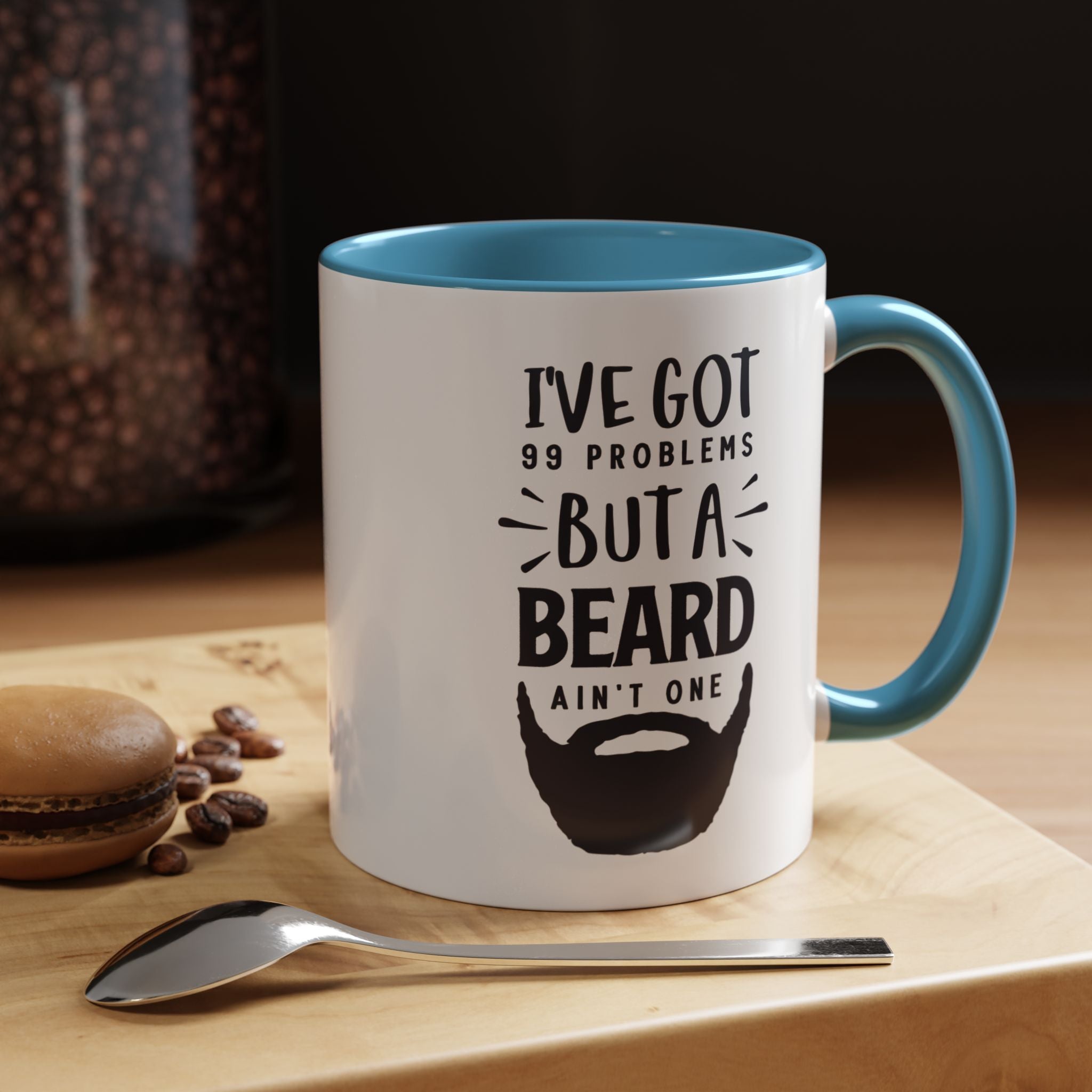 Funny Coffee Mug, Personalized Mug, I've Got 99 Problems But A Beard Ain't One Accent Cup (11, 15oz), Gift Under 20, White Elephant gift