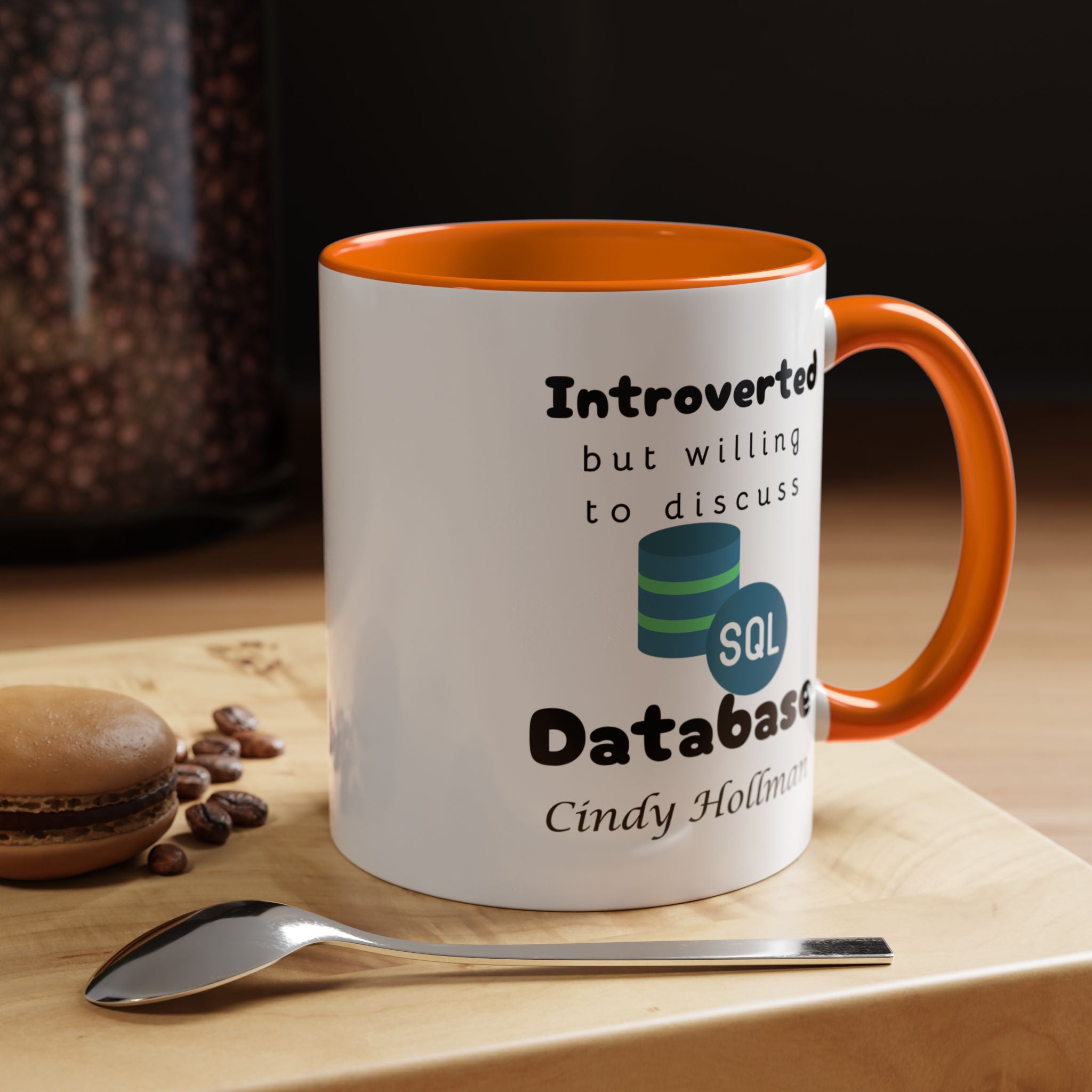 Introverted But Willing To Discuss Database Personalized Accent Coffee Mug (11 and 15oz) For Database Administrators, DBA, IT Geeks, Nerds
