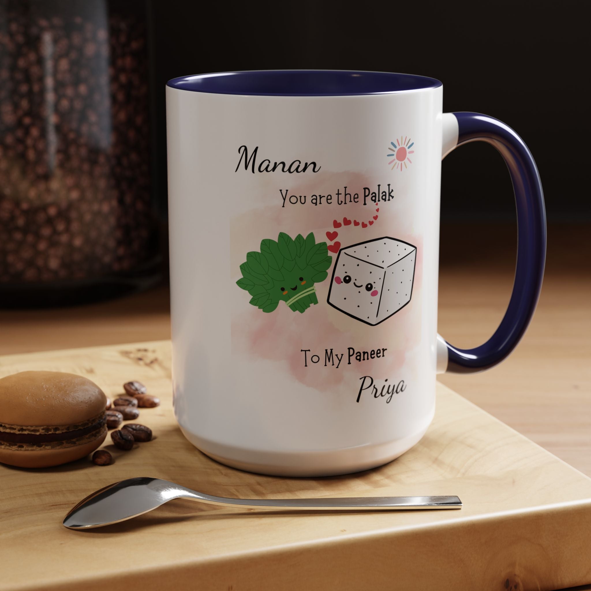 You Are The Palak To My Paneer Desi Roots Romantic Mug, Personalized Mug  Couple Accent Cup, Anniversary, Valentines,  Desi Gift for Him her