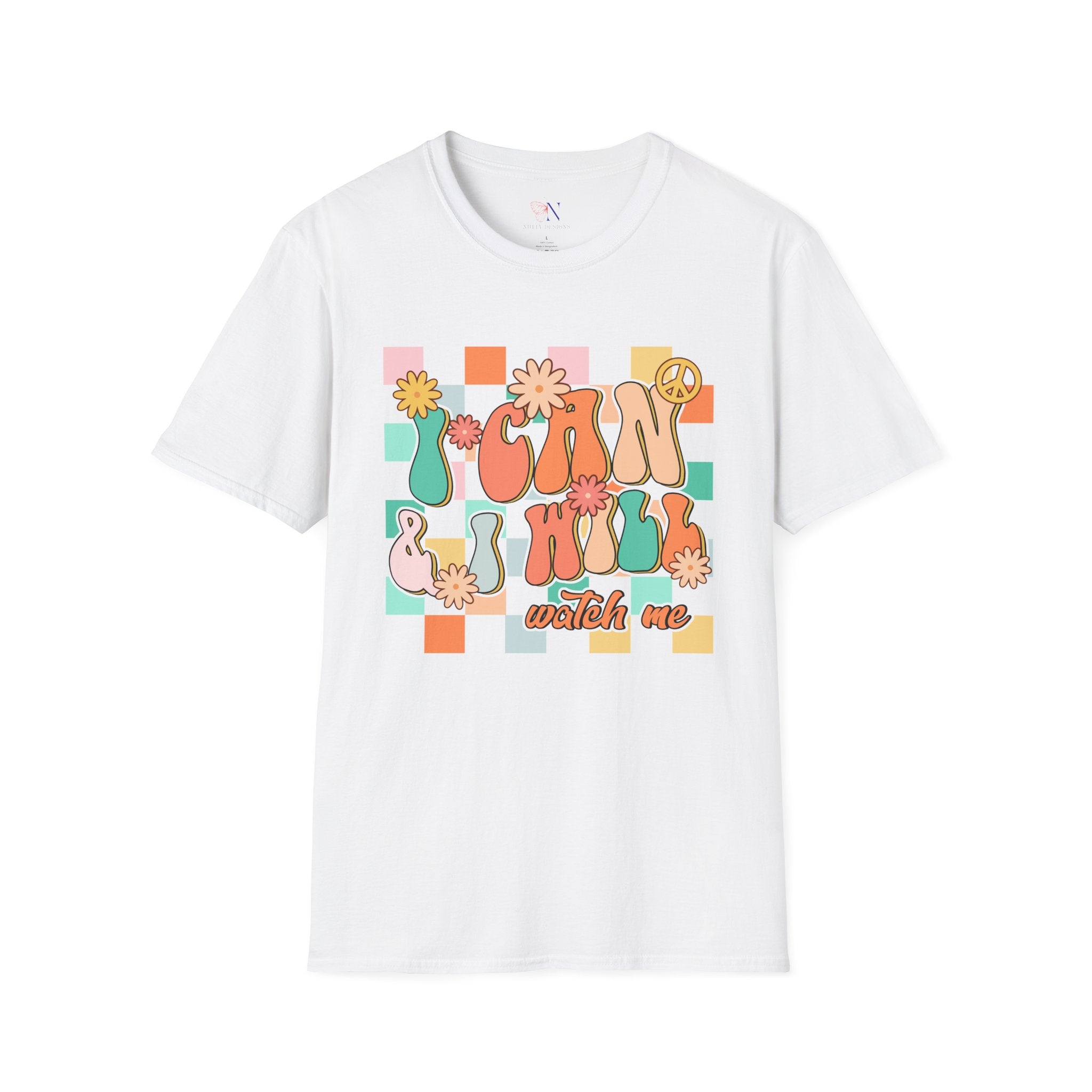 Retro Motivational Graphic Tee, Inspirational Shirt, Positive Quote Top, Empowering T-Shirt, I Can & I Will Watch Me, Workout tshirt