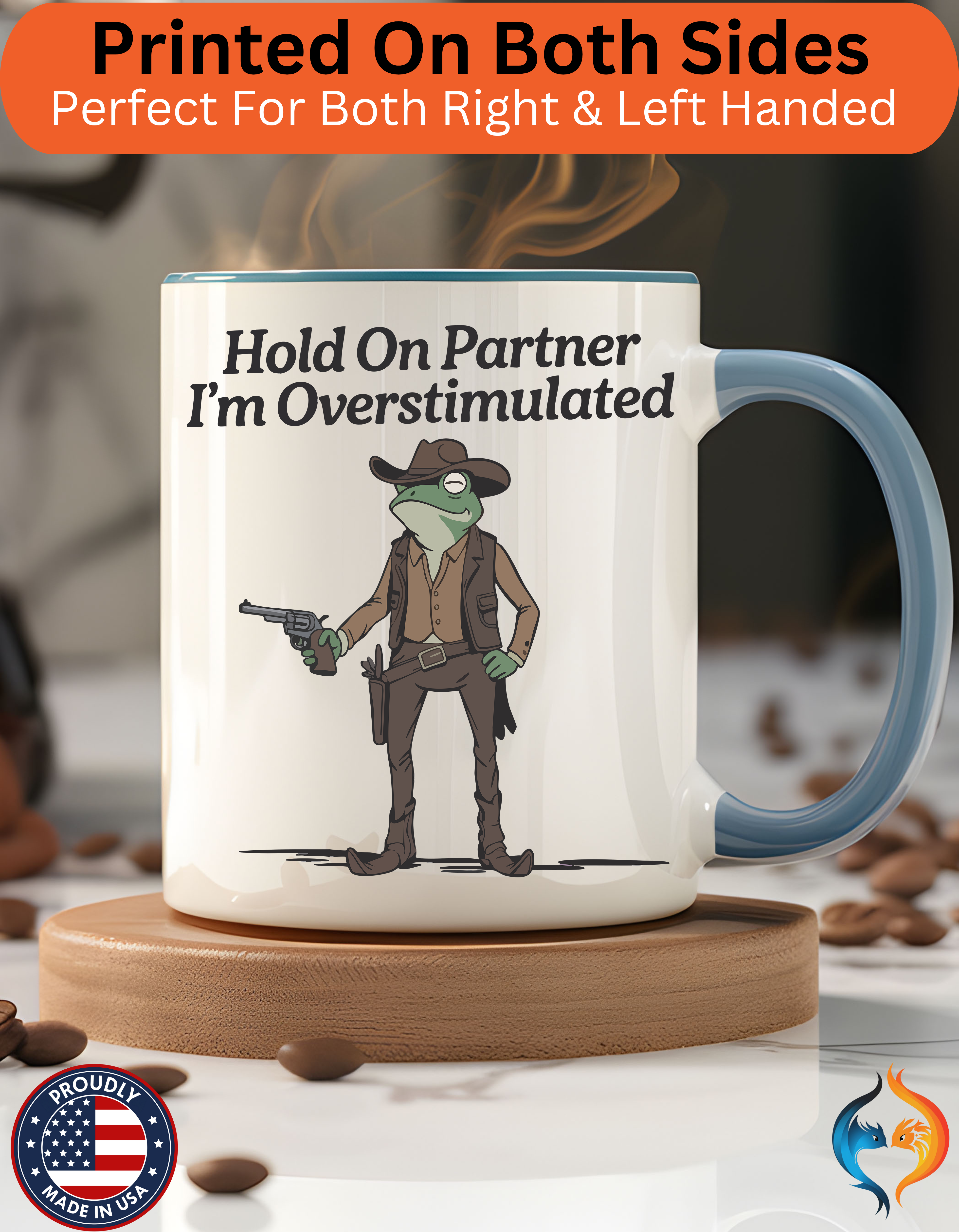 Hold On Partner Frog Mug Lifestyle Mockup | Nutty Designs