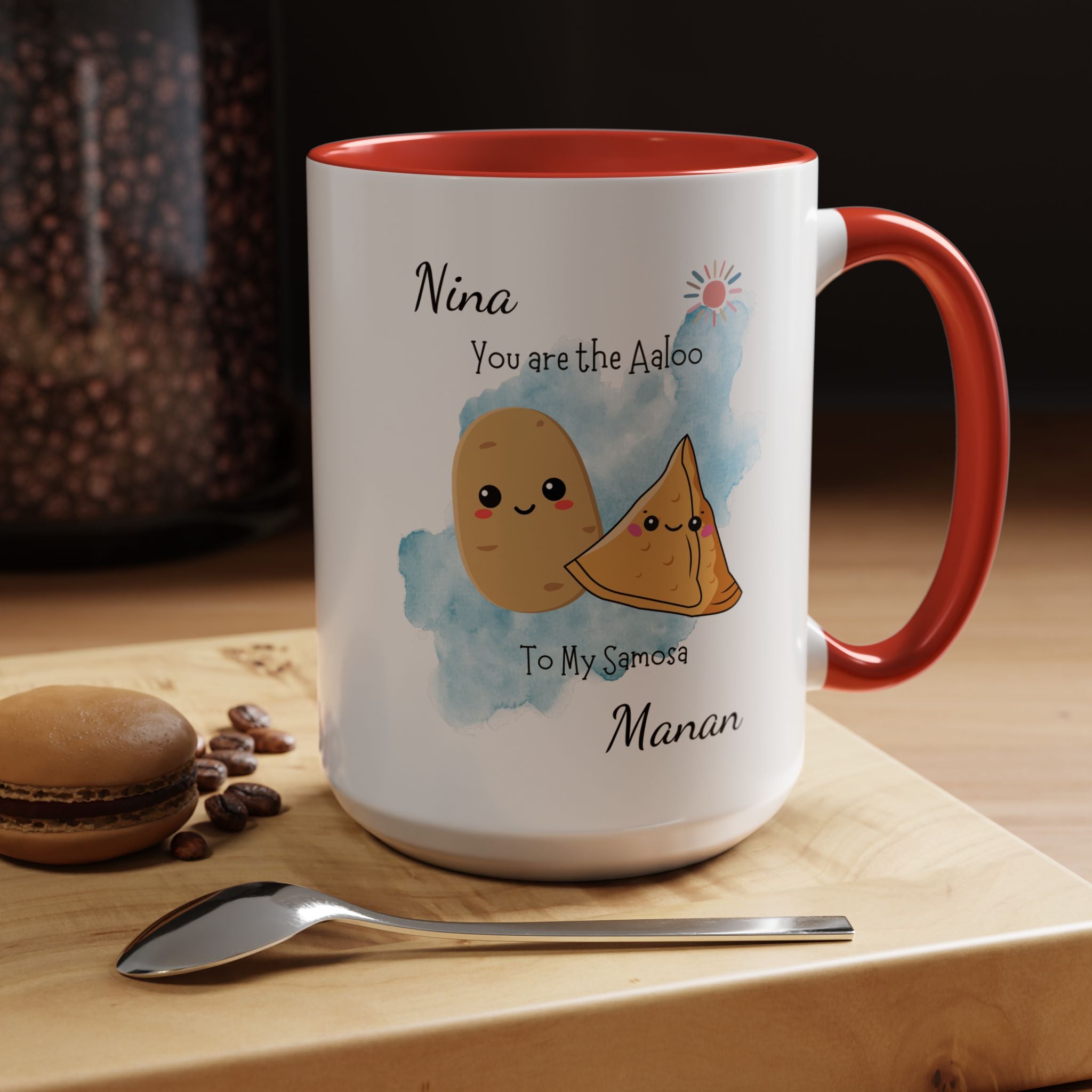 Funny Coffee Mug, Personalized Mug, You Are Aaloo To My Samosa Accent Cup 11/15oz, Anniversary, Wedding, Valentines, Romantic Gift Him her