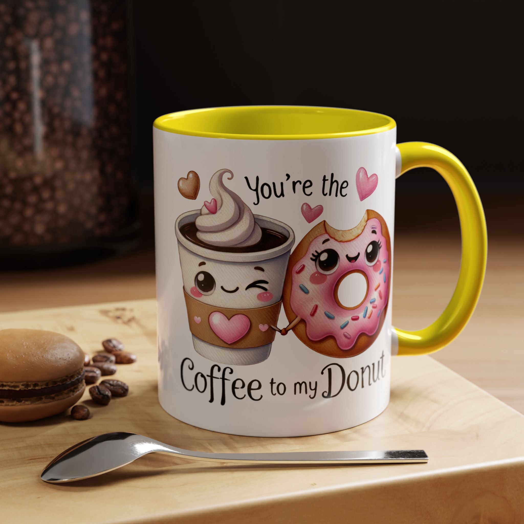 You Are The Coffee To My Donut Personalized Romantic Mug Accent Cup 11/15oz, Anniversary Wedding Valentines Custom Gift Him her Spouse BF GF