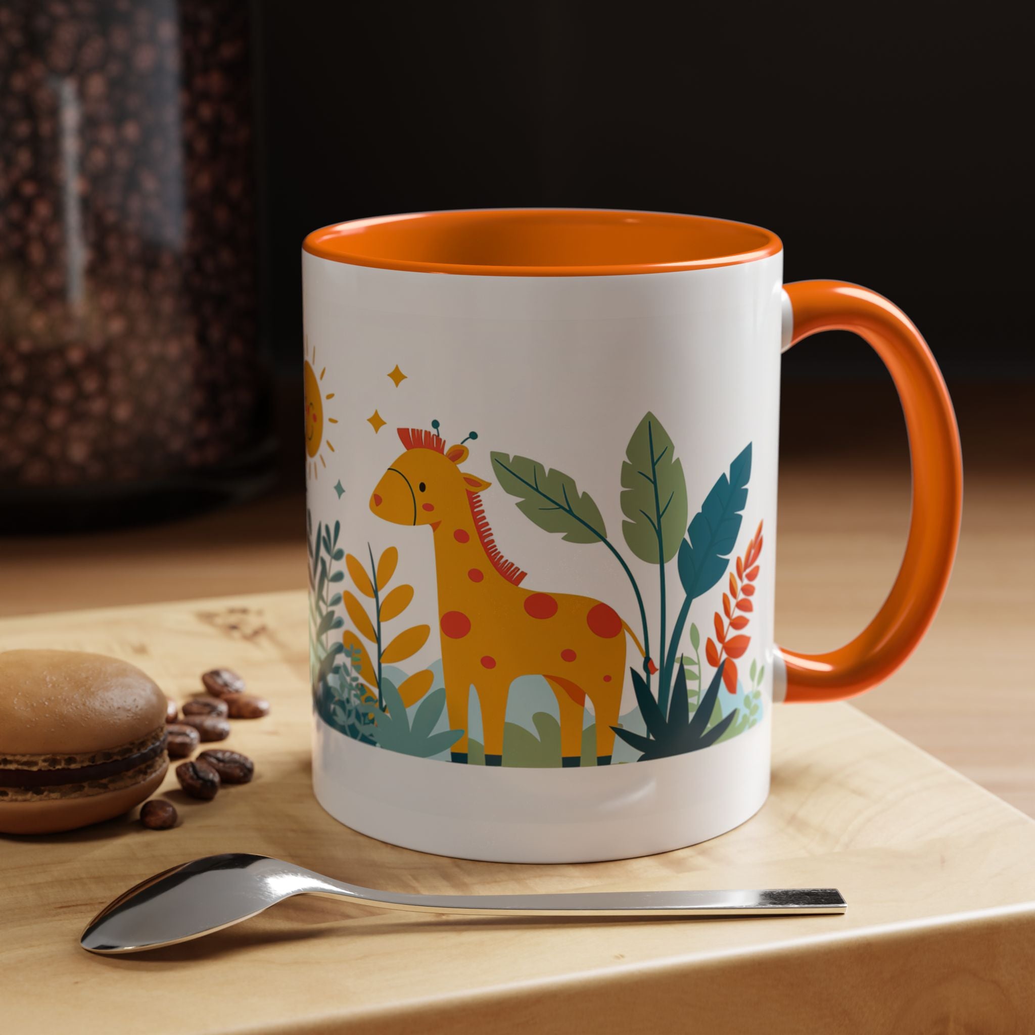 Kids Accent Coffee Mug Sizes 11oz and 15oz, Theme My Jungle Friends