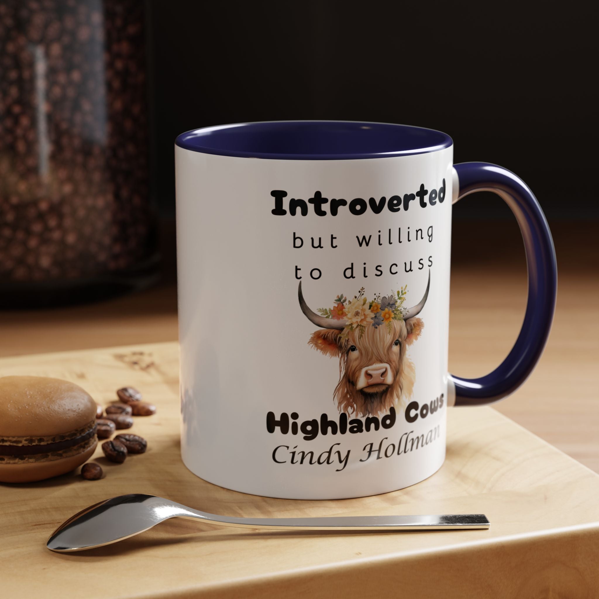 Funny Introverted Highland Cow Accent Coffee Mug (11, 15oz)