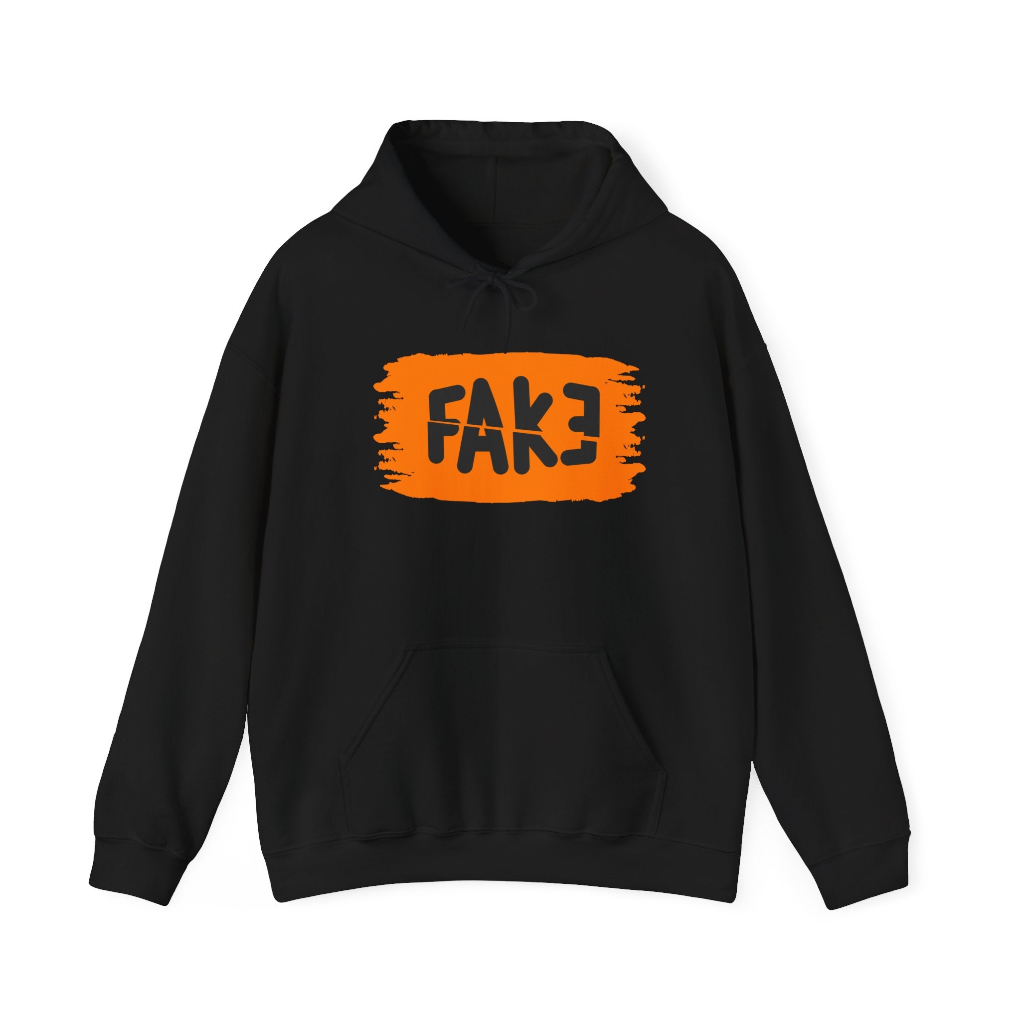 FAKE Orange Brushstroke Hoodie — Graphic Statement Pullover