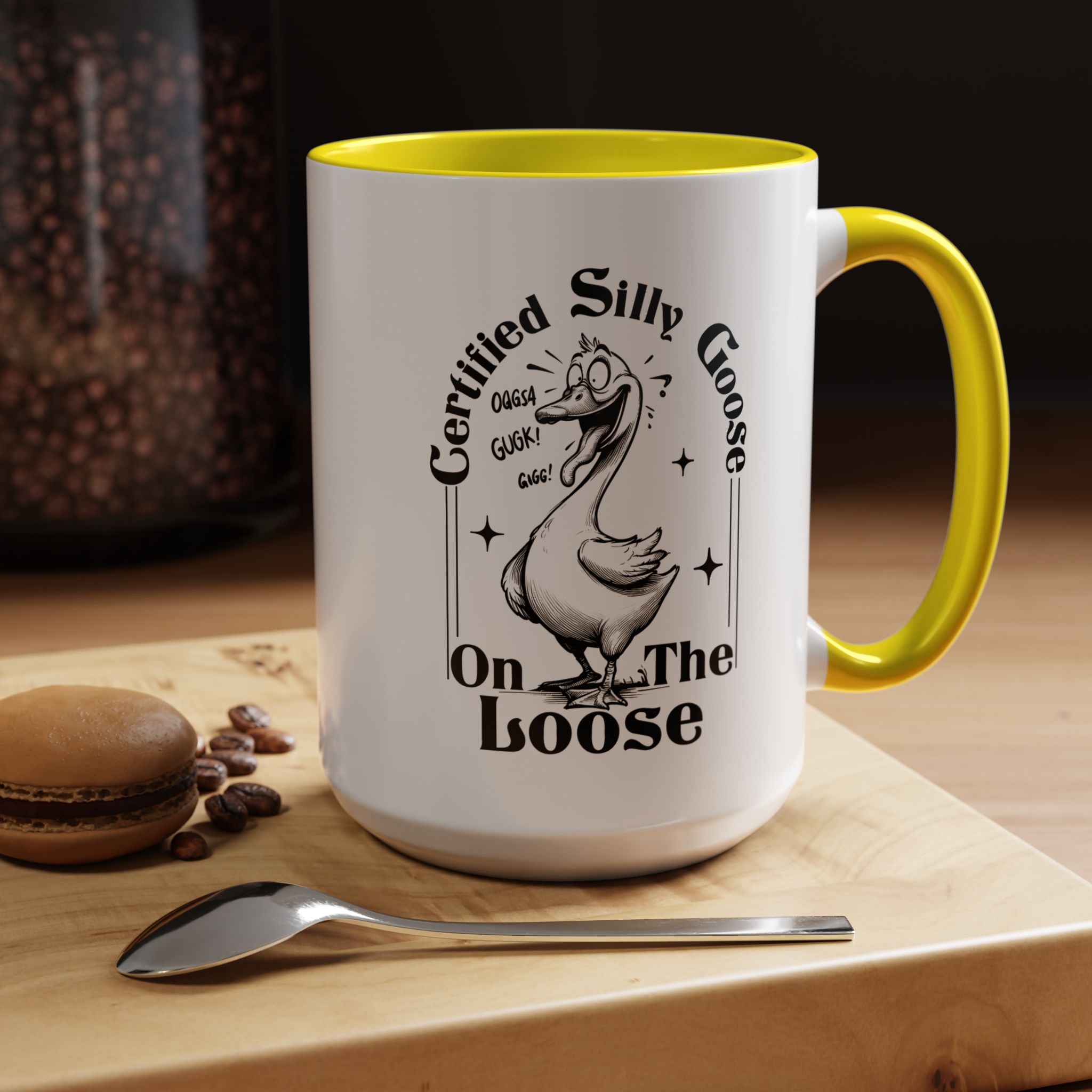 Funny Coffee Mug, Personalized Mug, Certified Silly Goose On The Loose,  Accent Cup (11, 15oz), Gift Under 20, White Elephant