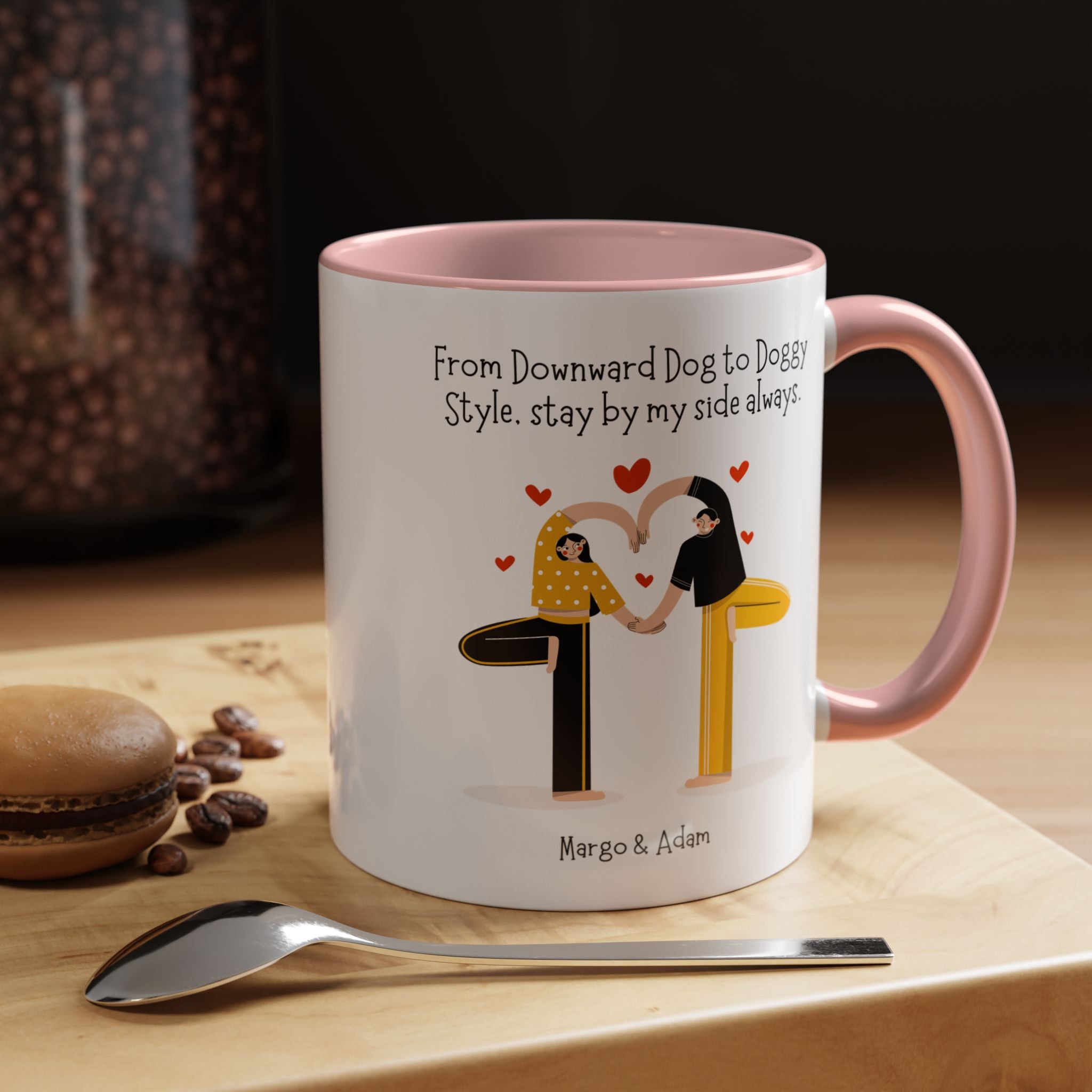 Downward Dog Yoga to Doggy Style Stay By My Side Dirty Valentine Gift, Personalized Romantic Mug, 11/15oz, Anniversary Couple V-Day Gift