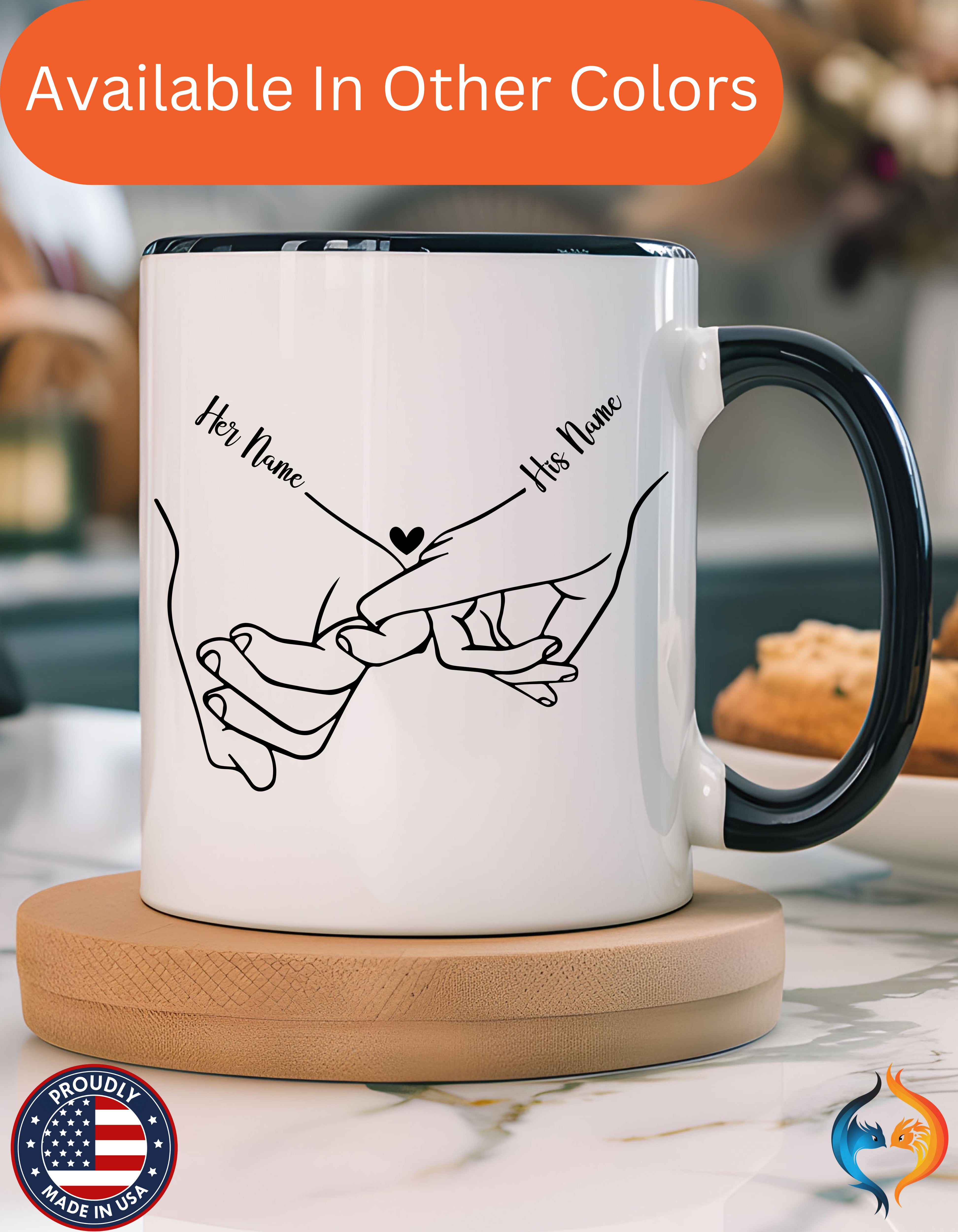 Always Us Holding Hands Illustration Mug | Floral Bracelet Wrist Art