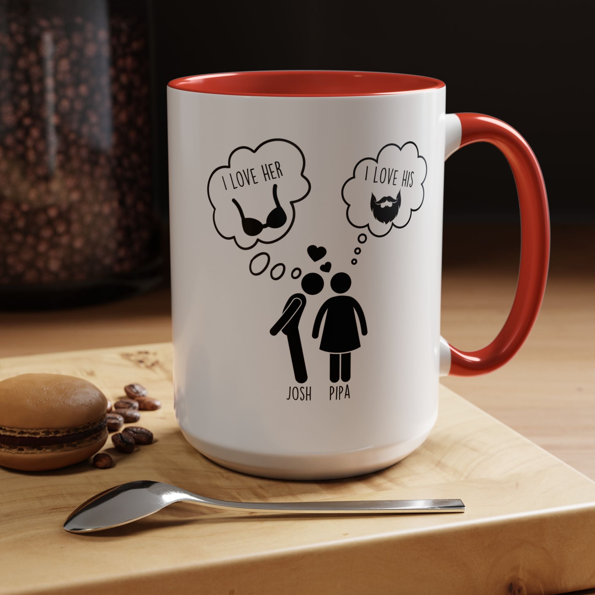 Love His Beard Love Her Boobs Personalized Romantic Dirty Valentine Gift Mug,  Accent Cup 11/15oz, Anniversary  Custom Couple V-Day Gift