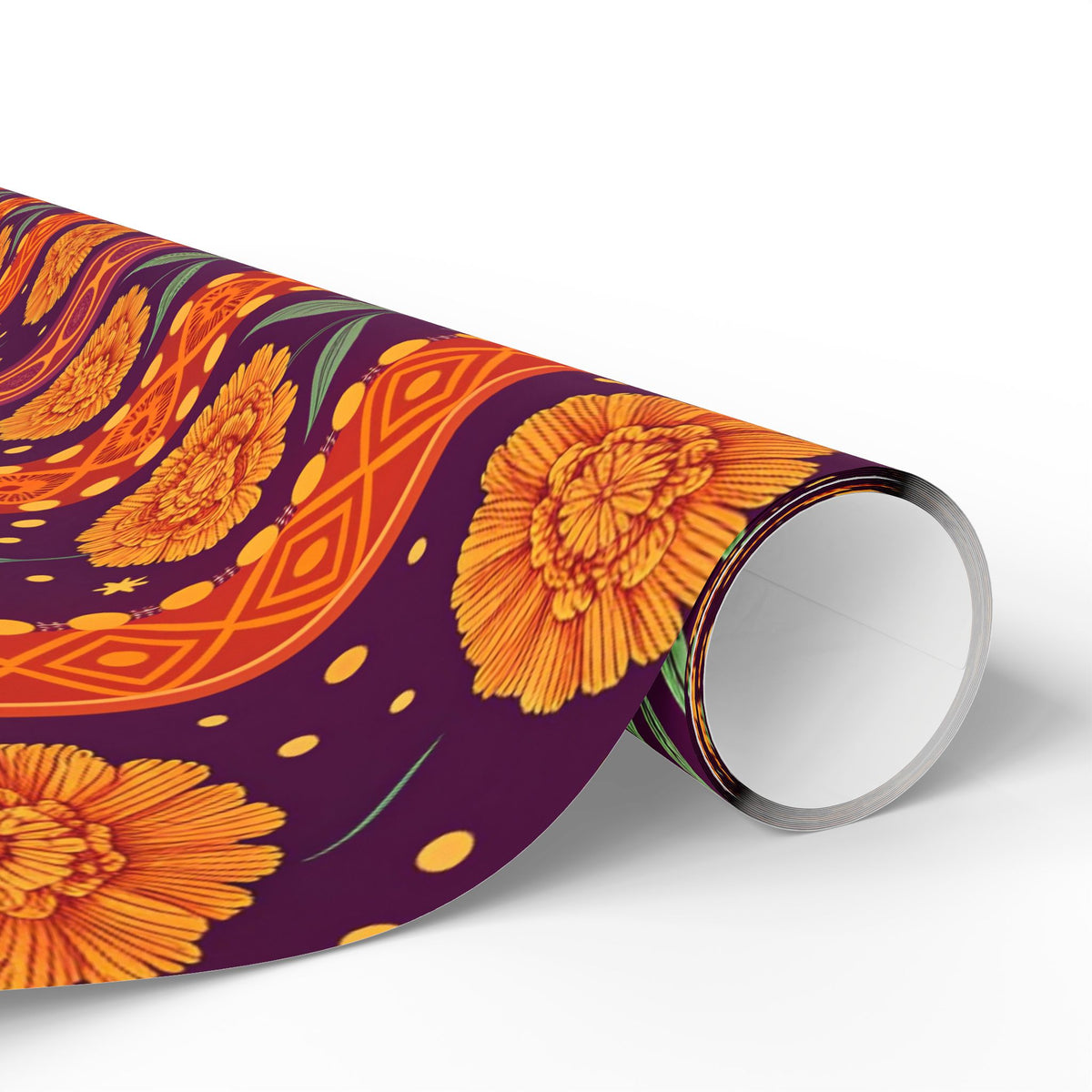 Diwali Wrapping Paper Roll - Marigold Festive Stripe Indian Gift Wrap