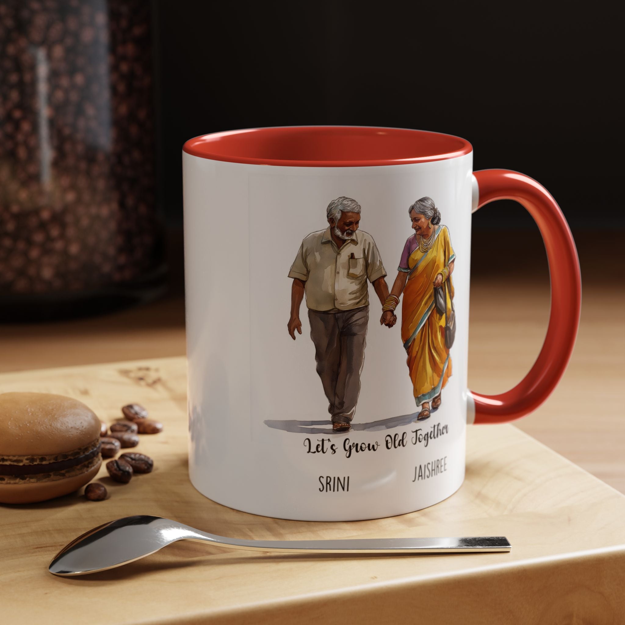 Funny Coffee Mug, Personalized Mug, Let's Grow Old Together South Indian Couple Cup 11/15oz, Anniversary Valentines Wedding Romantic Him her