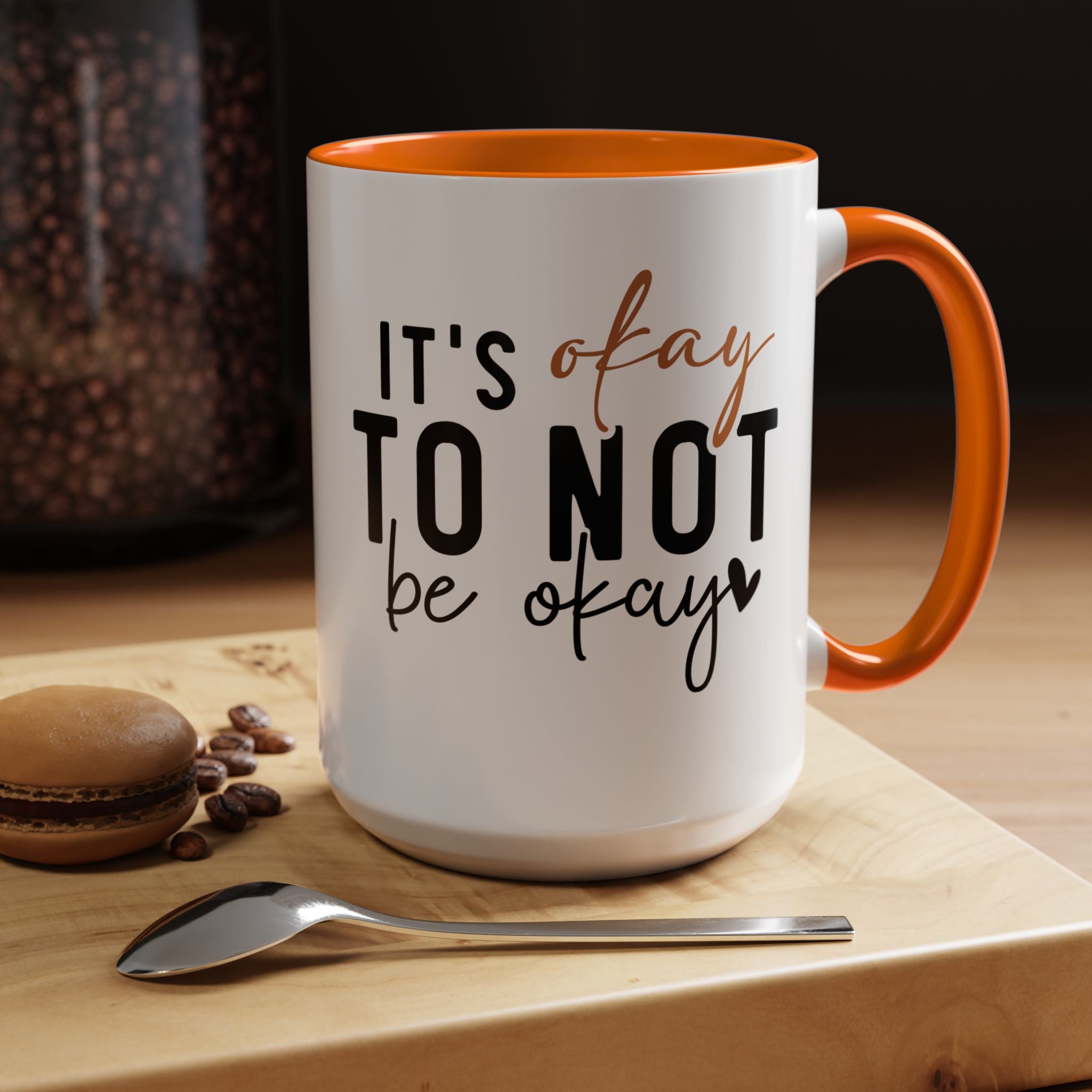 Funny Coffee Mug, Personalized Mug, It's Okay To Not Be Okay Accent Cup (11, 15oz), Gift Under 20, White Elephant gift