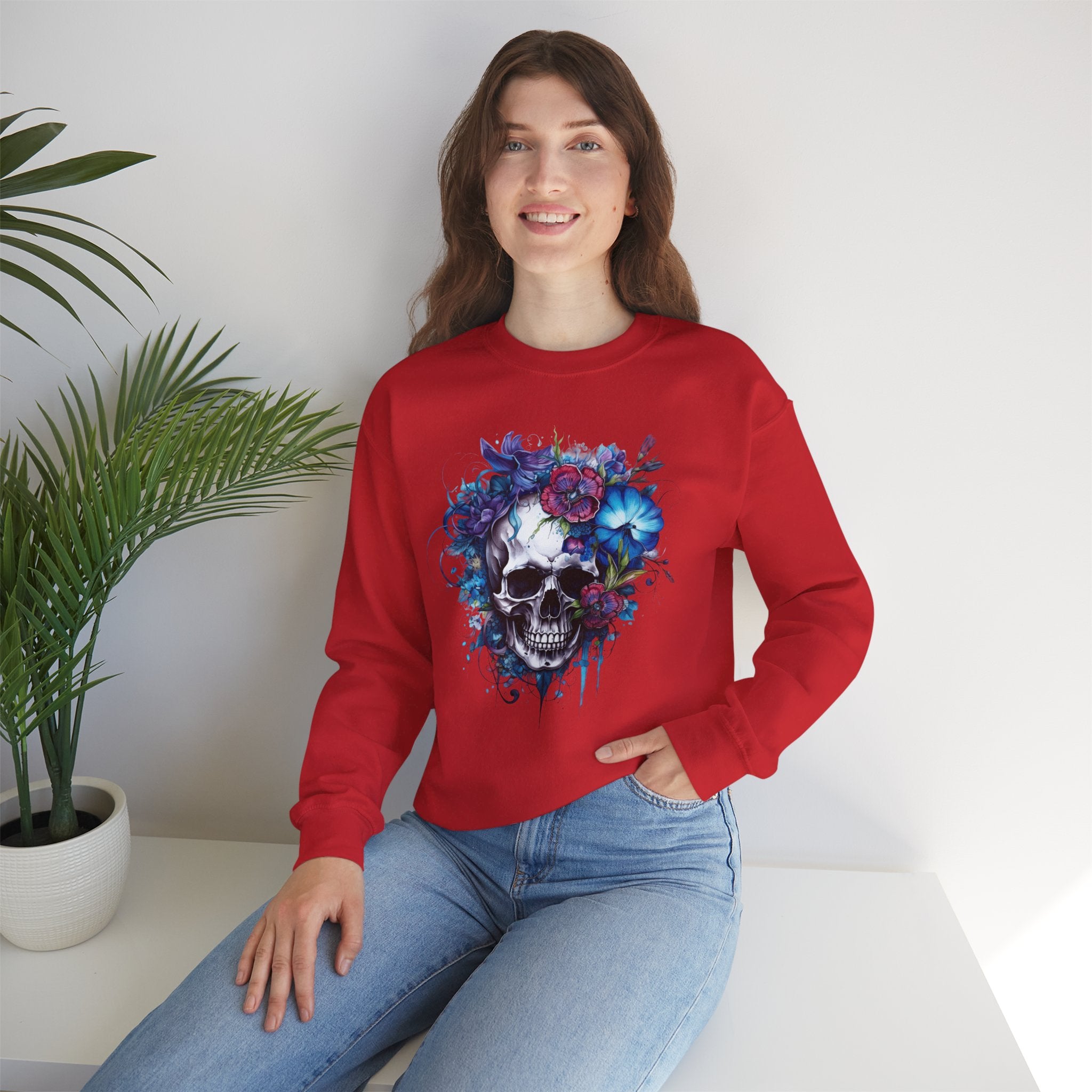 Skull Bloom, Halloween Themed Sweatshirt