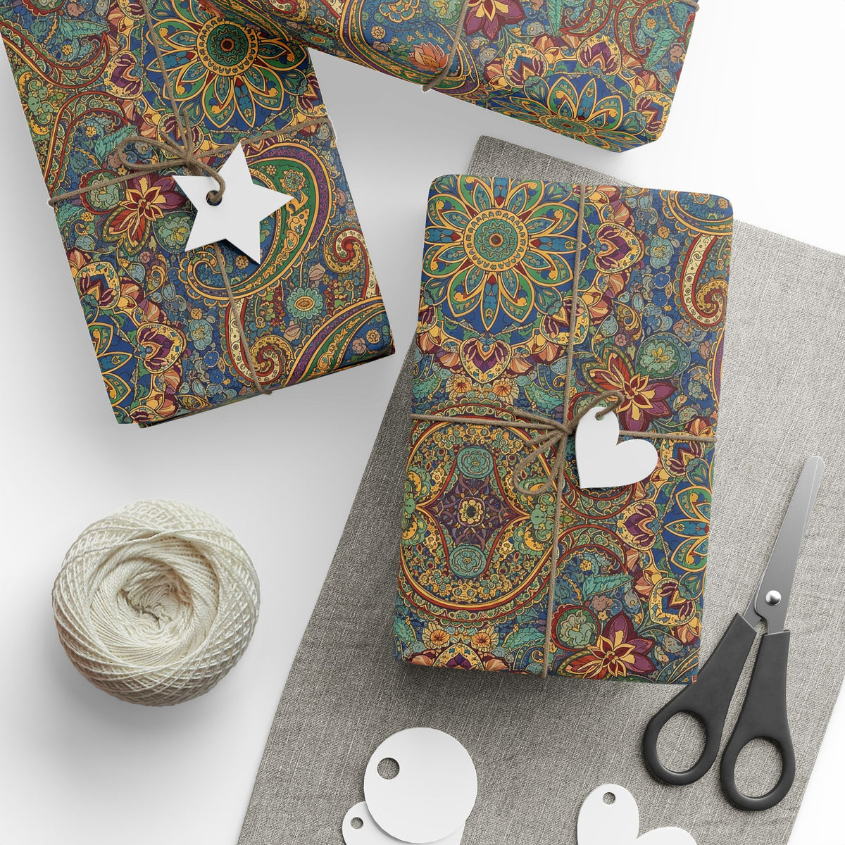 Diwali Wrapping Paper Roll - Vintage Jewel Paisley Indian Gift Wrap
