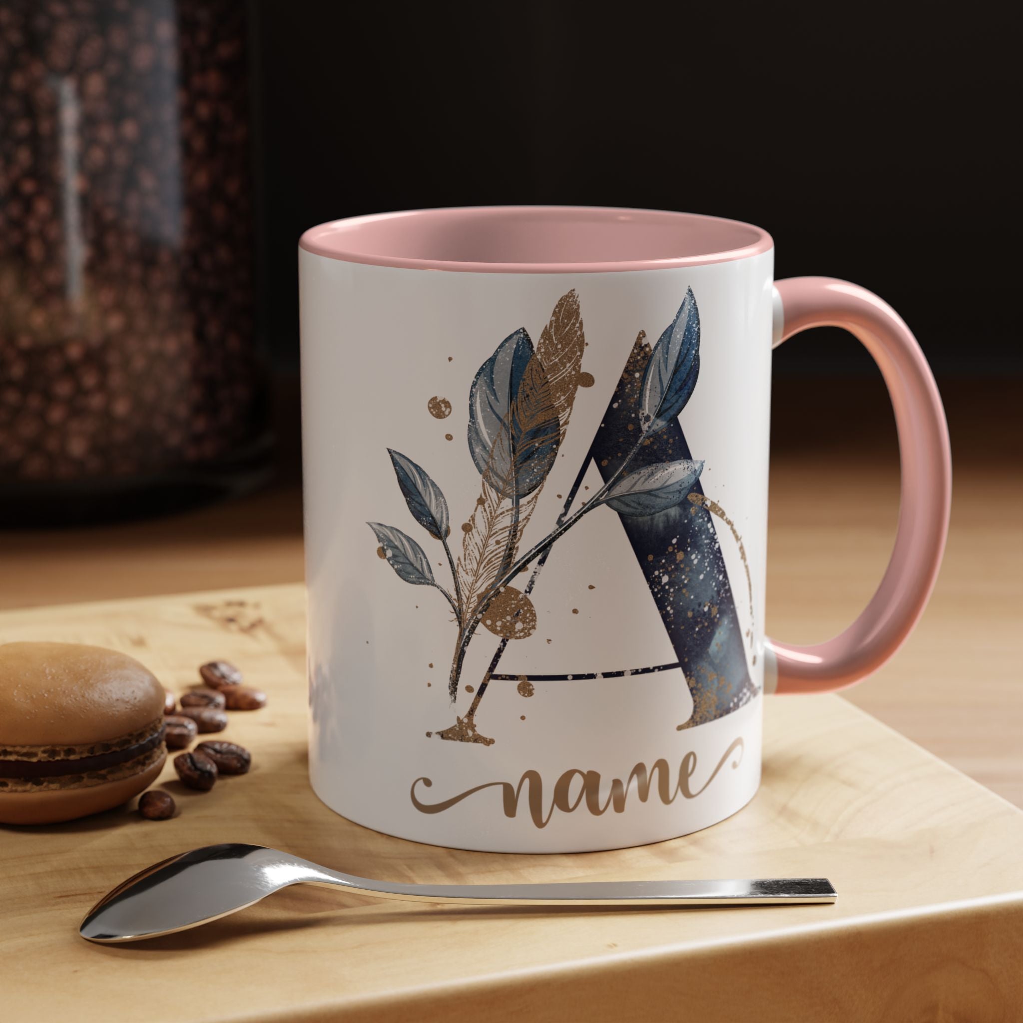 Personalized Floral Initial Coffee Mug for her, Custom Name Mug, Wedding Favor, Unique Home Décor Coffee Cup, Girlfriend Gift, Monogram Mug