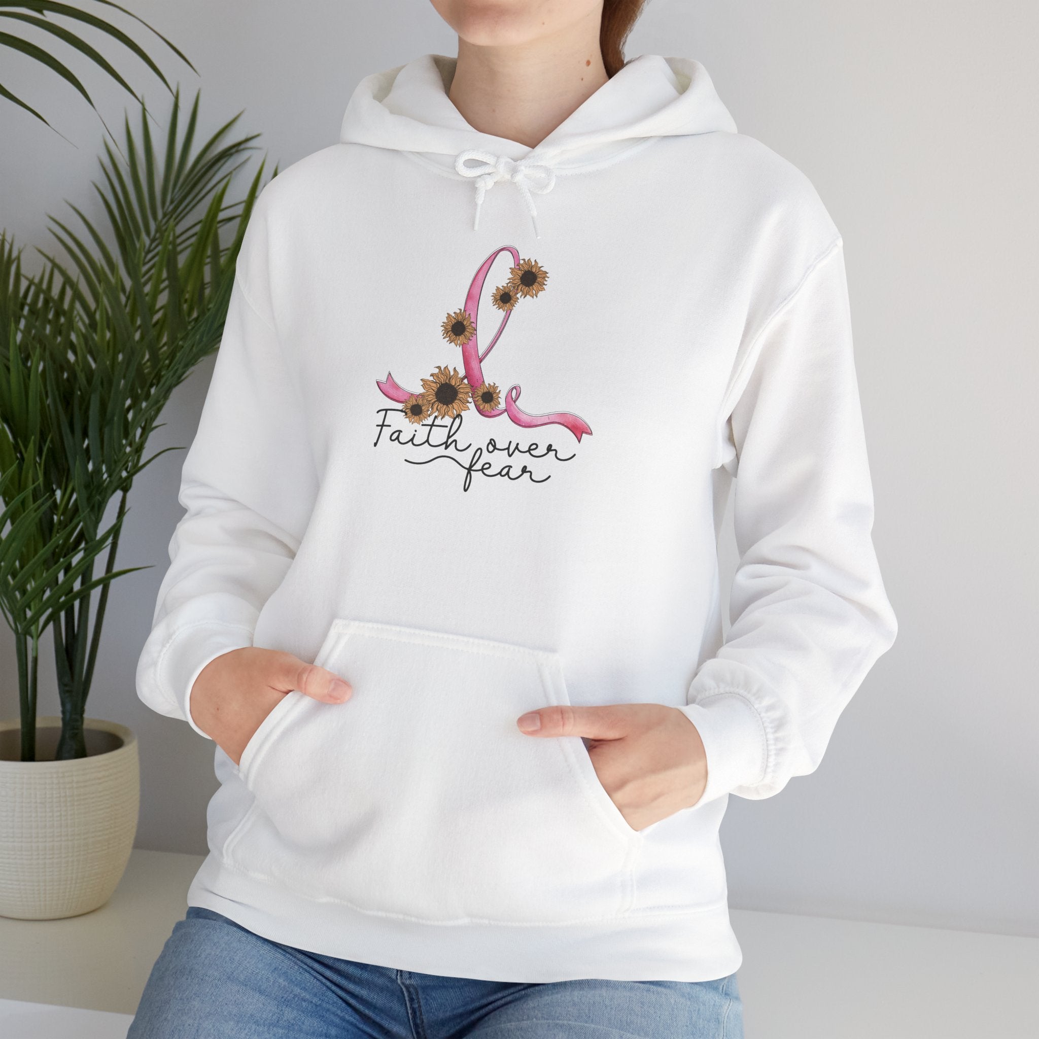 Faith Over Fear Floral Hoodie — Inspirational Women's Pullover