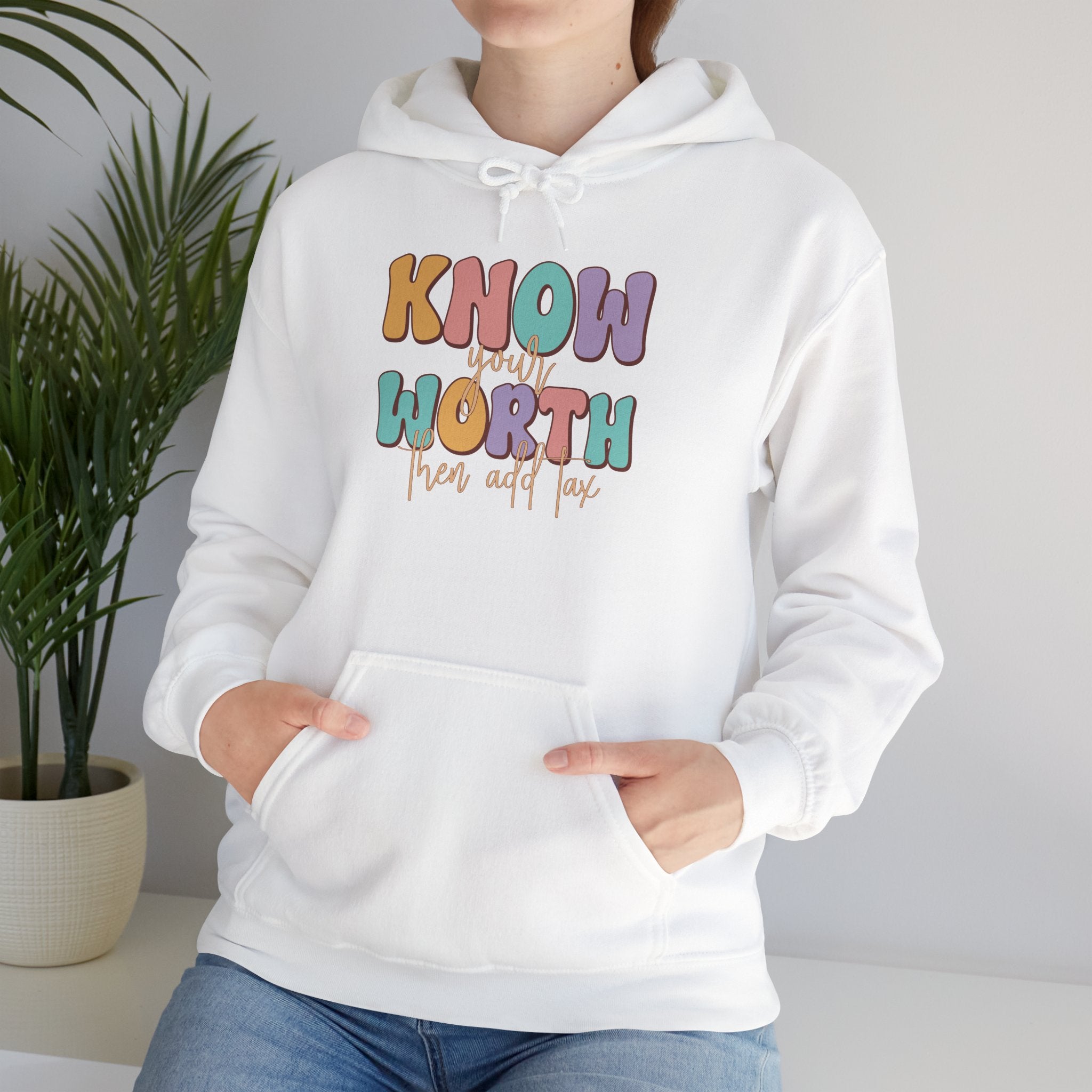 Know Your Worth Hoodie — Pastel Empowerment Graphic Sweatshirt