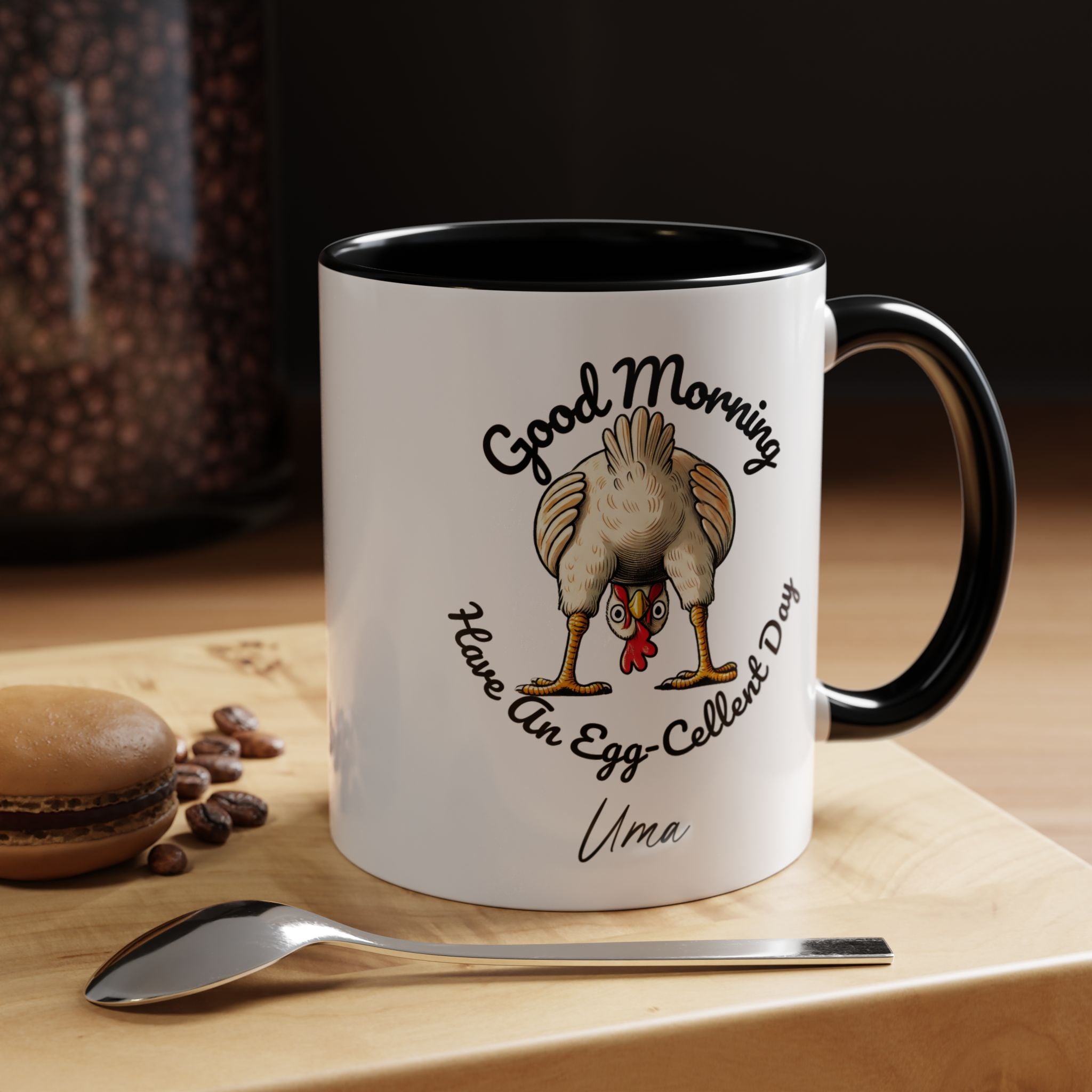 Funny Coffee Mug, Personalized Mug, Good Morning Chicken Butt, Have An Egg-Cellent Day, Gift Under 20, White Elephant gift