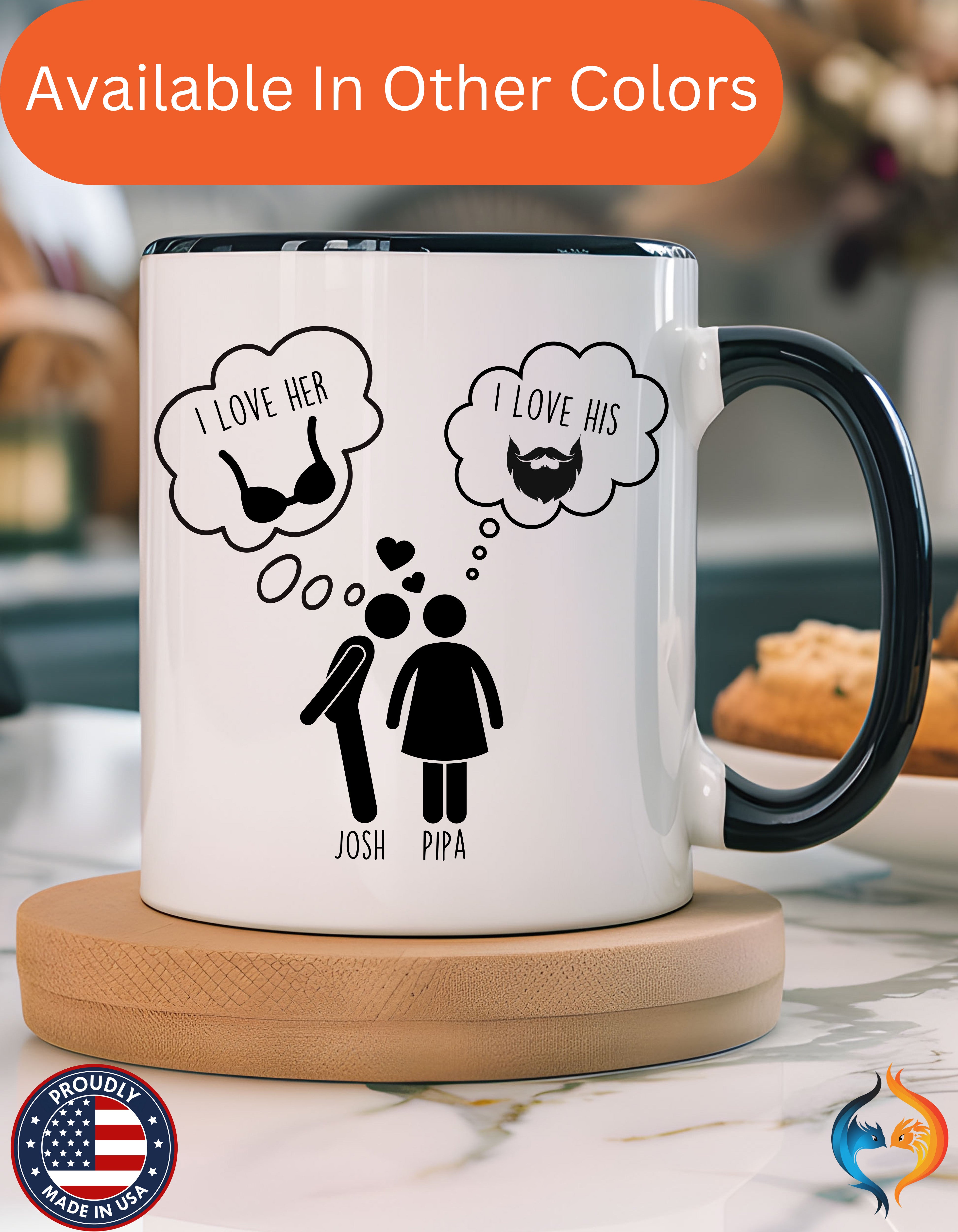 Personalized valentine gift mug, Love His Beard Love Her Boobs cup