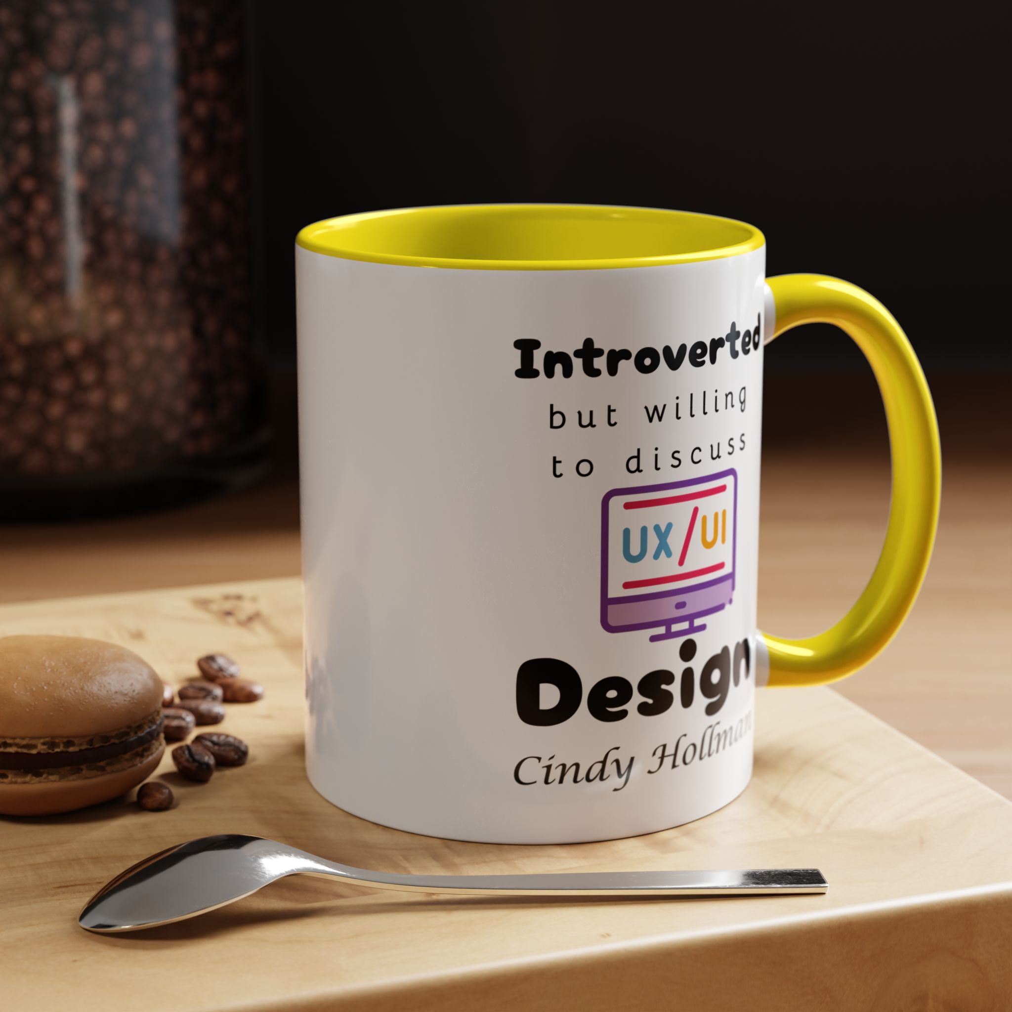 Introverted But Willing To Discuss Design Personalized Accent Coffee Mug (11 and 15oz) For UI UX Graphic Designers, IT Geeks, Nerds