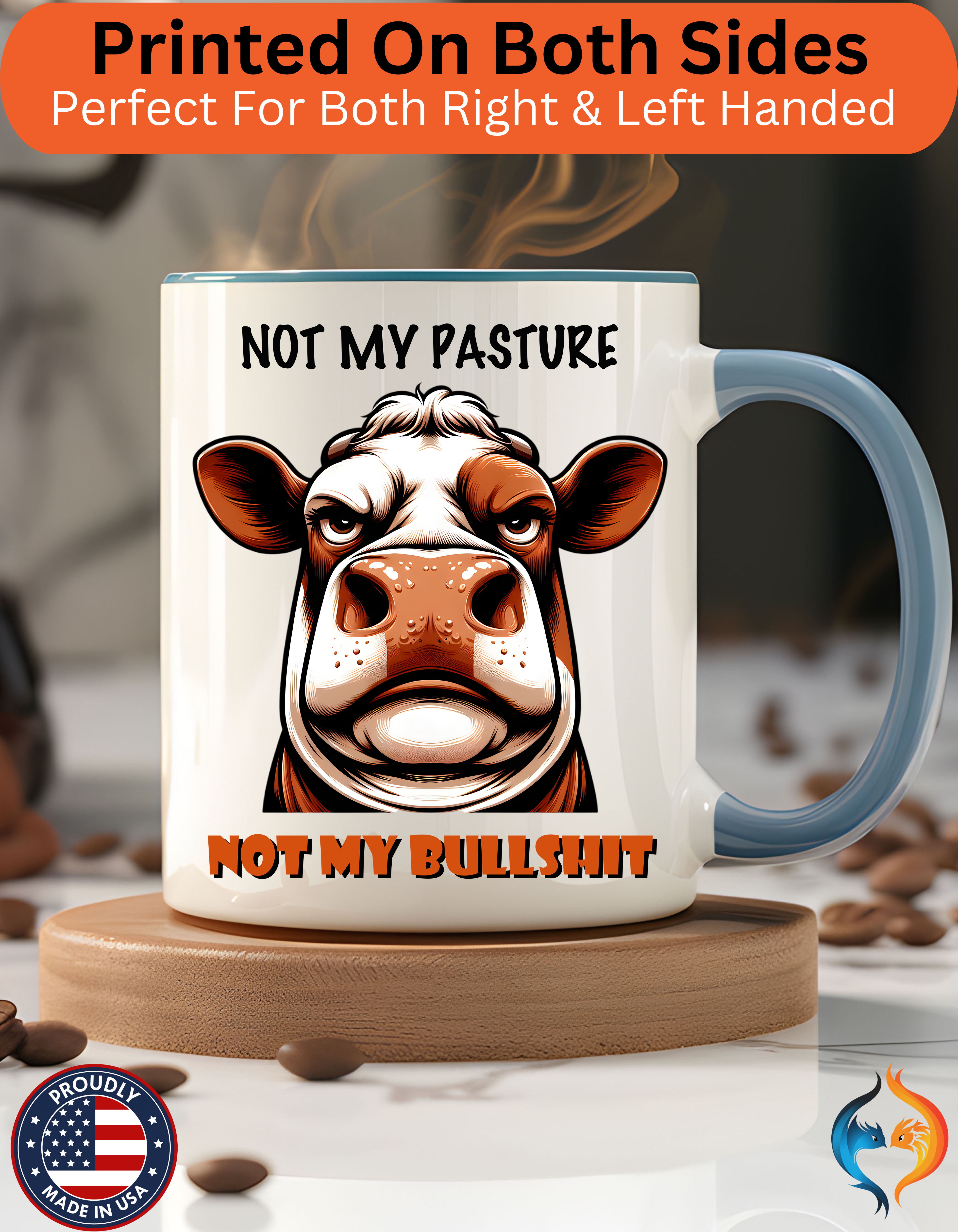Not My Pasture Not My Bullshit Mug Lifestyle Mockup | Nutty Designs
