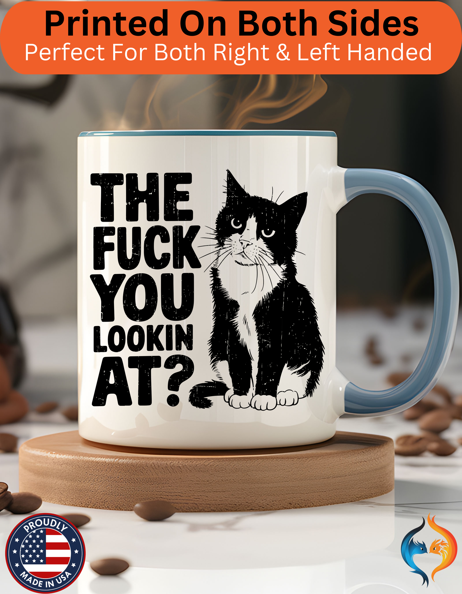 The FUCK You Lookin At Mug Lifestyle Mockup | Nutty Designs
