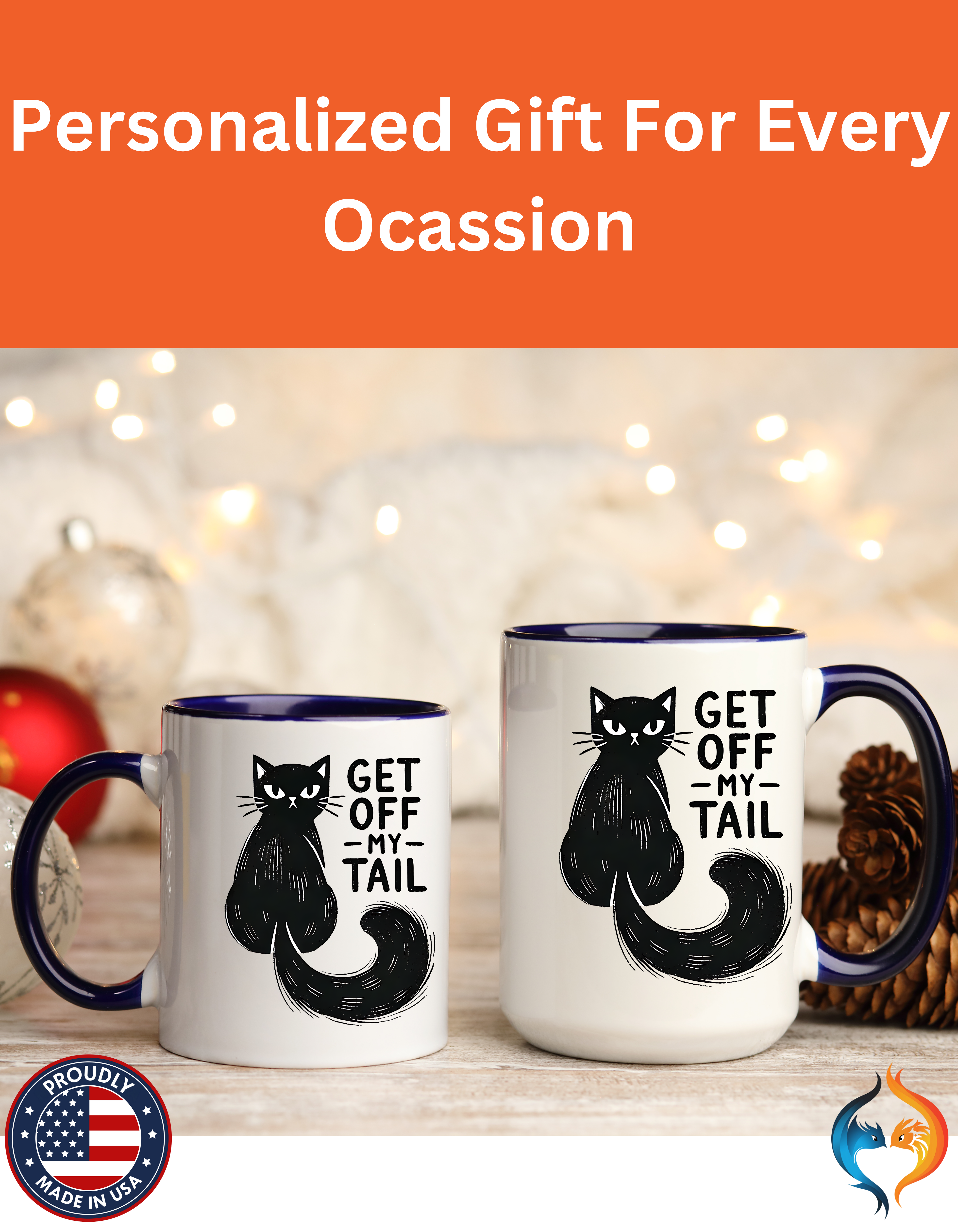 Get Off My Tail Cat , Sarcastic Tea Cup Mug Product Photo | Nutty Designs