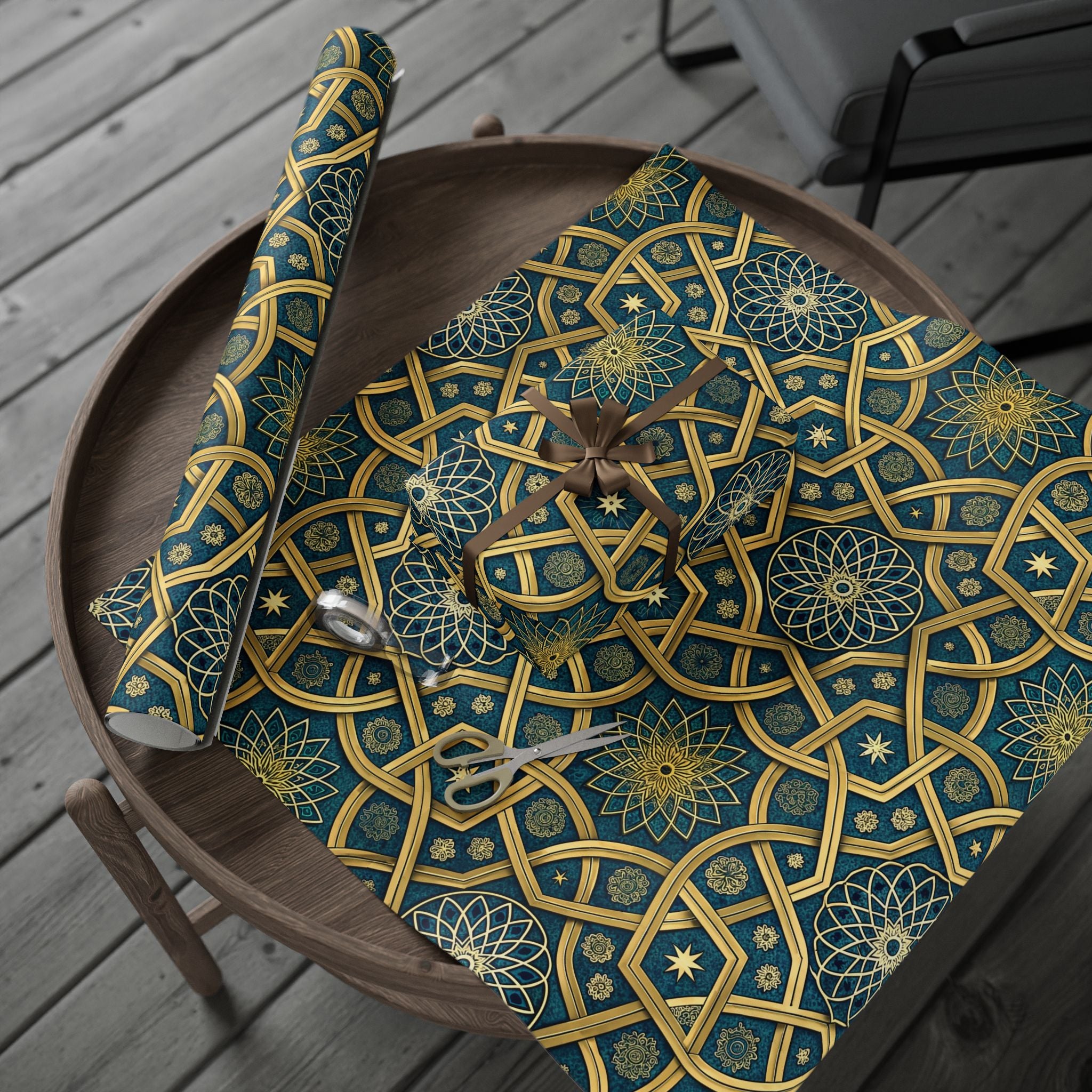 Ramadan Wrapping Paper - Islamic Gift Wrap With Geometric, Moon and Stars Design