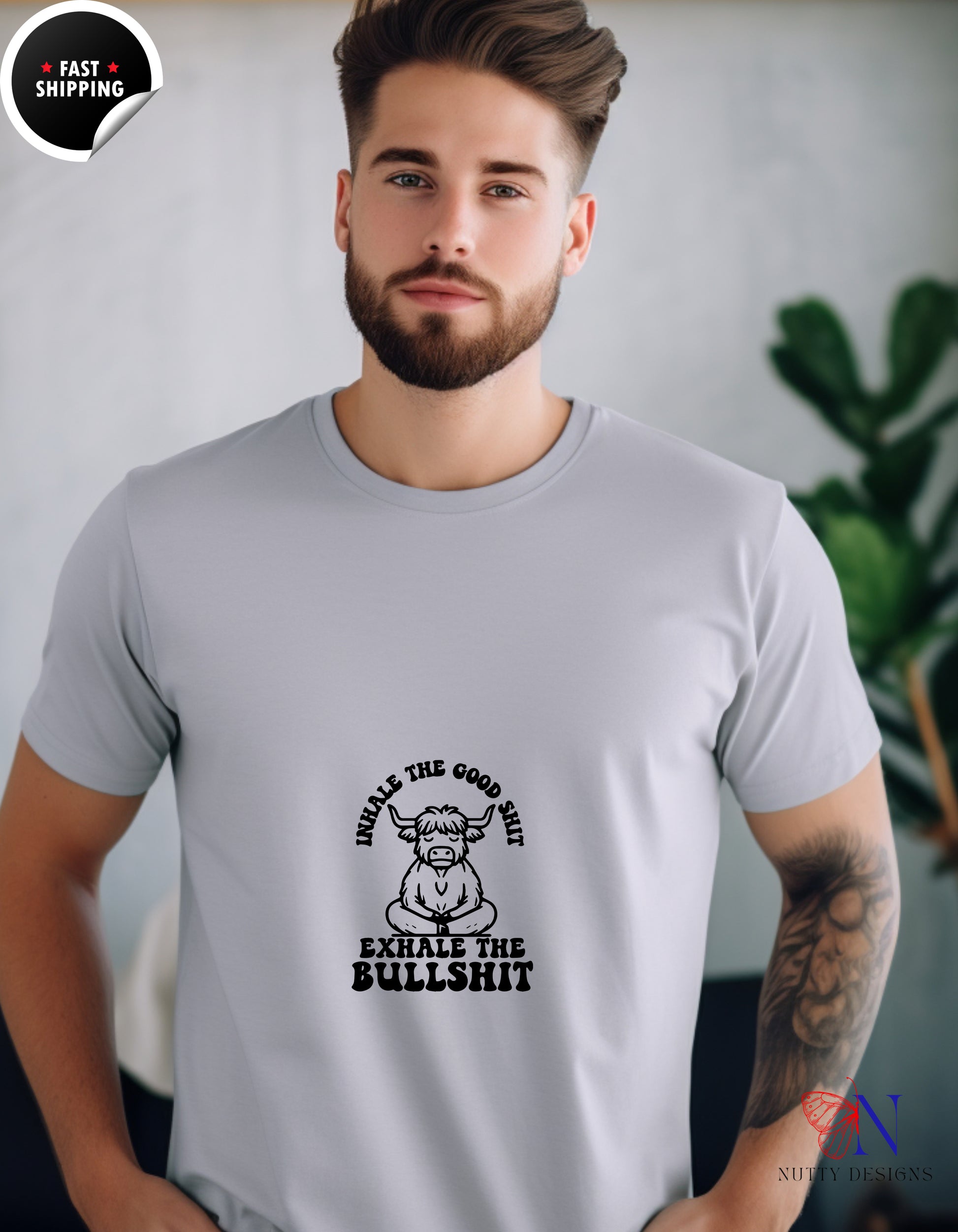 Mindful Cow — "Inhale the Good Shit, Exhale the Bullshit" Hoodie Product Photo | Nutty Designs