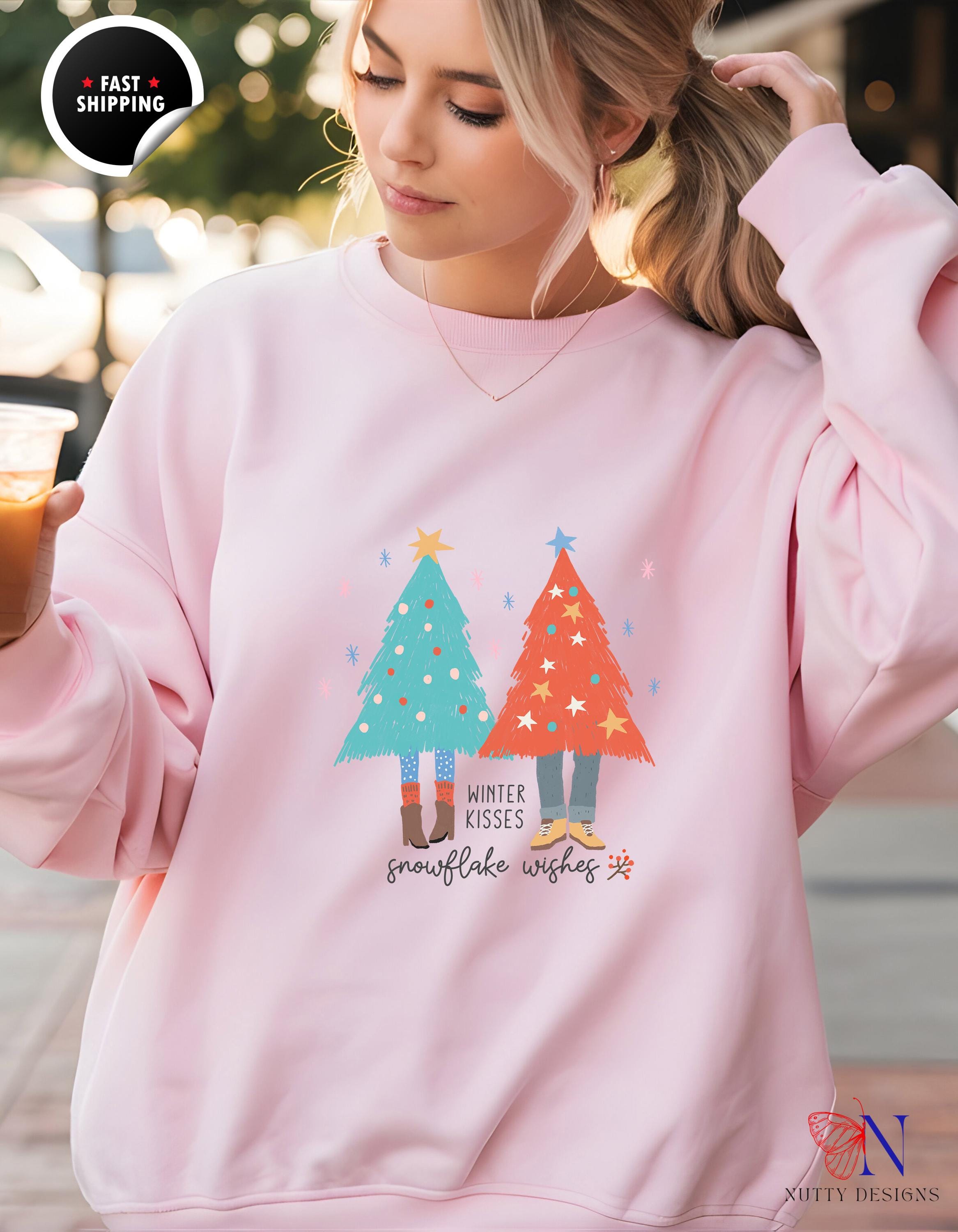 Winter Kisses Sweatshirt | Cozy Snowflake Wishes Design for Cold Days | Cute Winter Apparel | Holiday Gift Idea