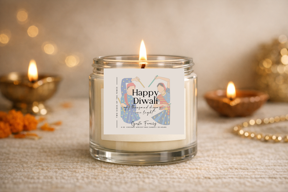 Personalized Diwali Candle – Dancing Couple III Gift, 4 oz or 9 oz