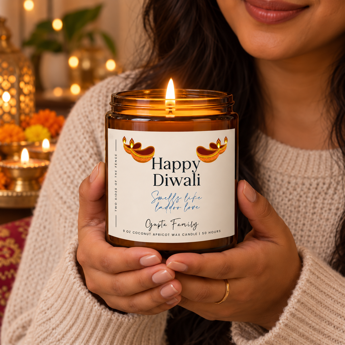 Personalized Diwali Candle - Laddoo Love, 9 oz