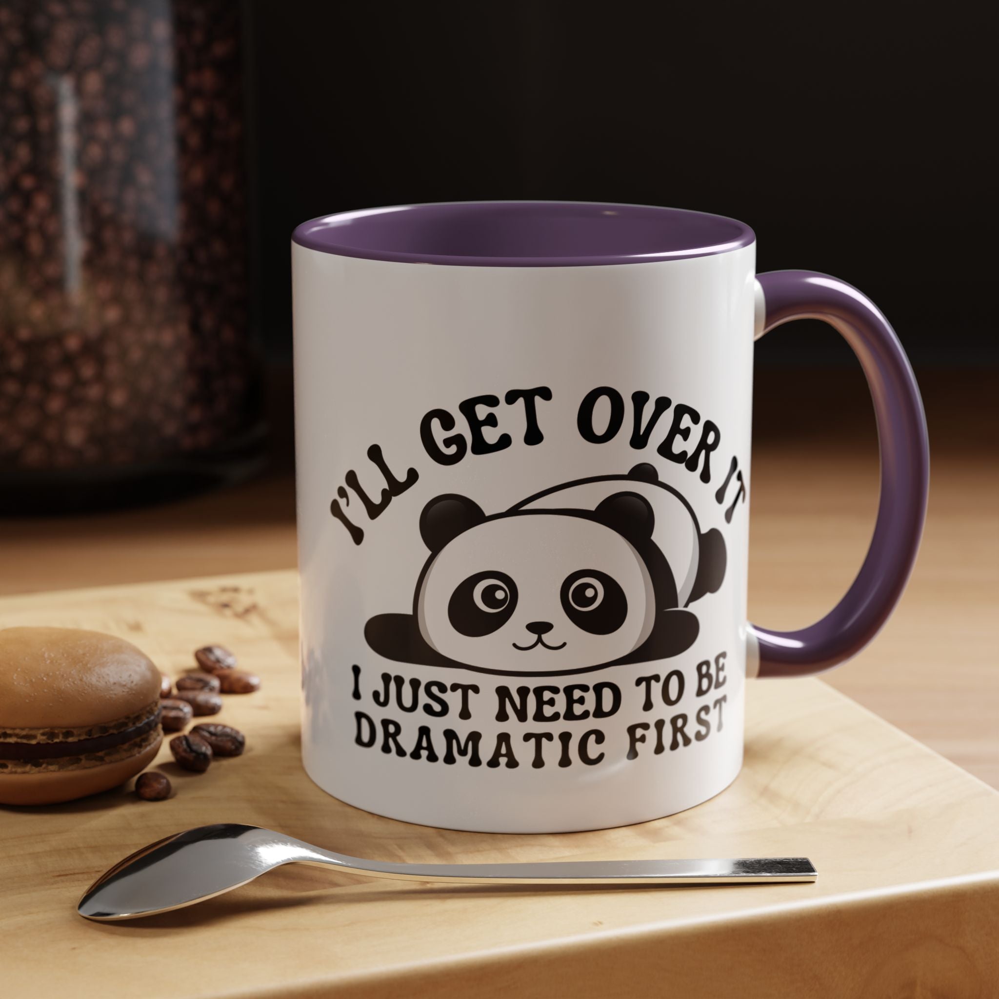 Funny Coffee Mug, Personalized Mug, Cute Panda I'll Get Over ItAccent Cup (11, 15oz), Gift Under 20, White Elephant gift, Drama Queen Cup