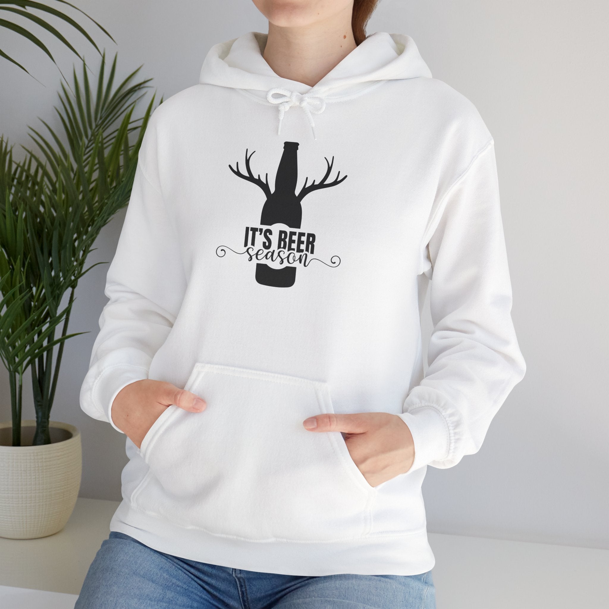 Beer & Antlers Hoodie – "It's Beer O'Clock" Graphic Sweatshirt