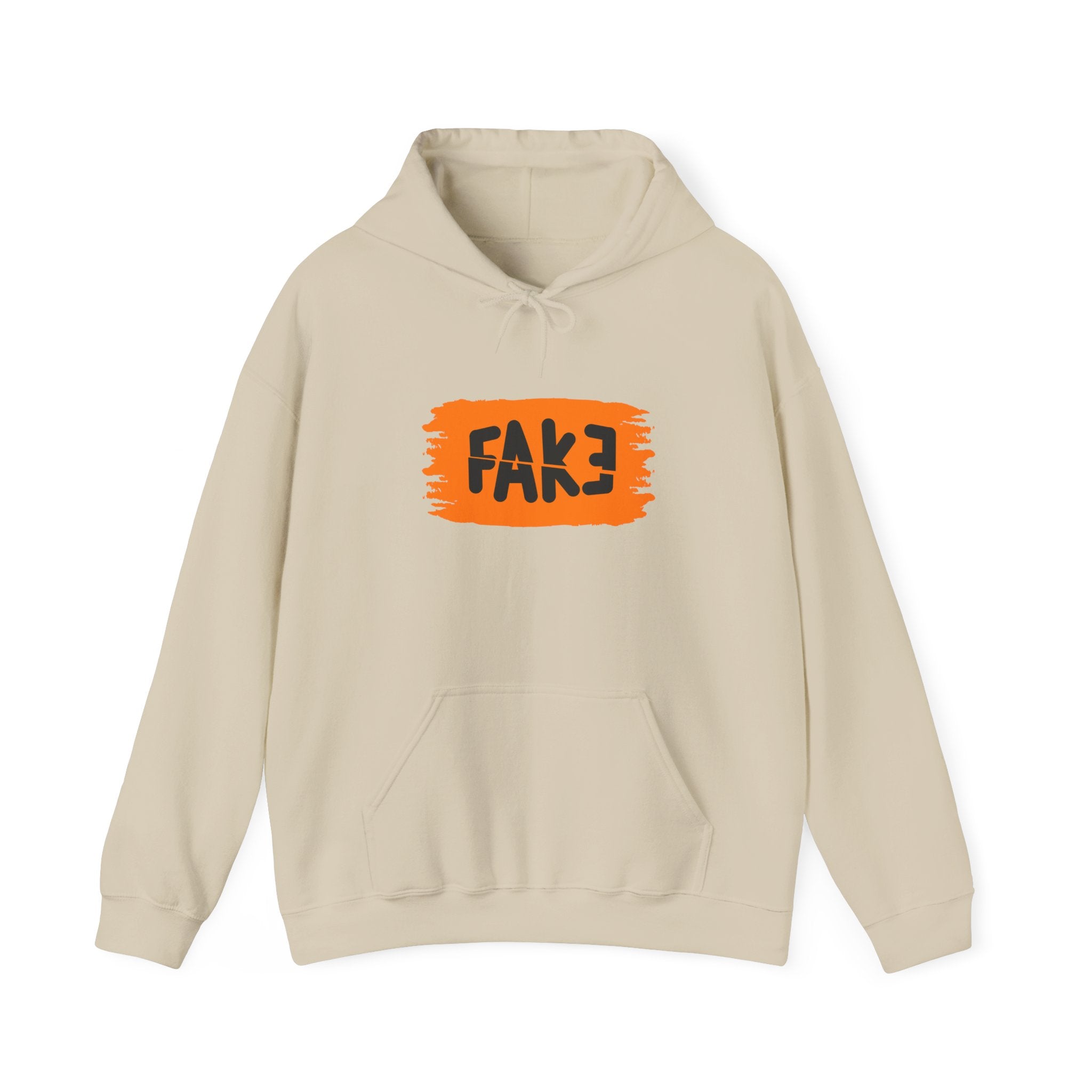 FAKE Orange Brushstroke Hoodie — Graphic Statement Pullover