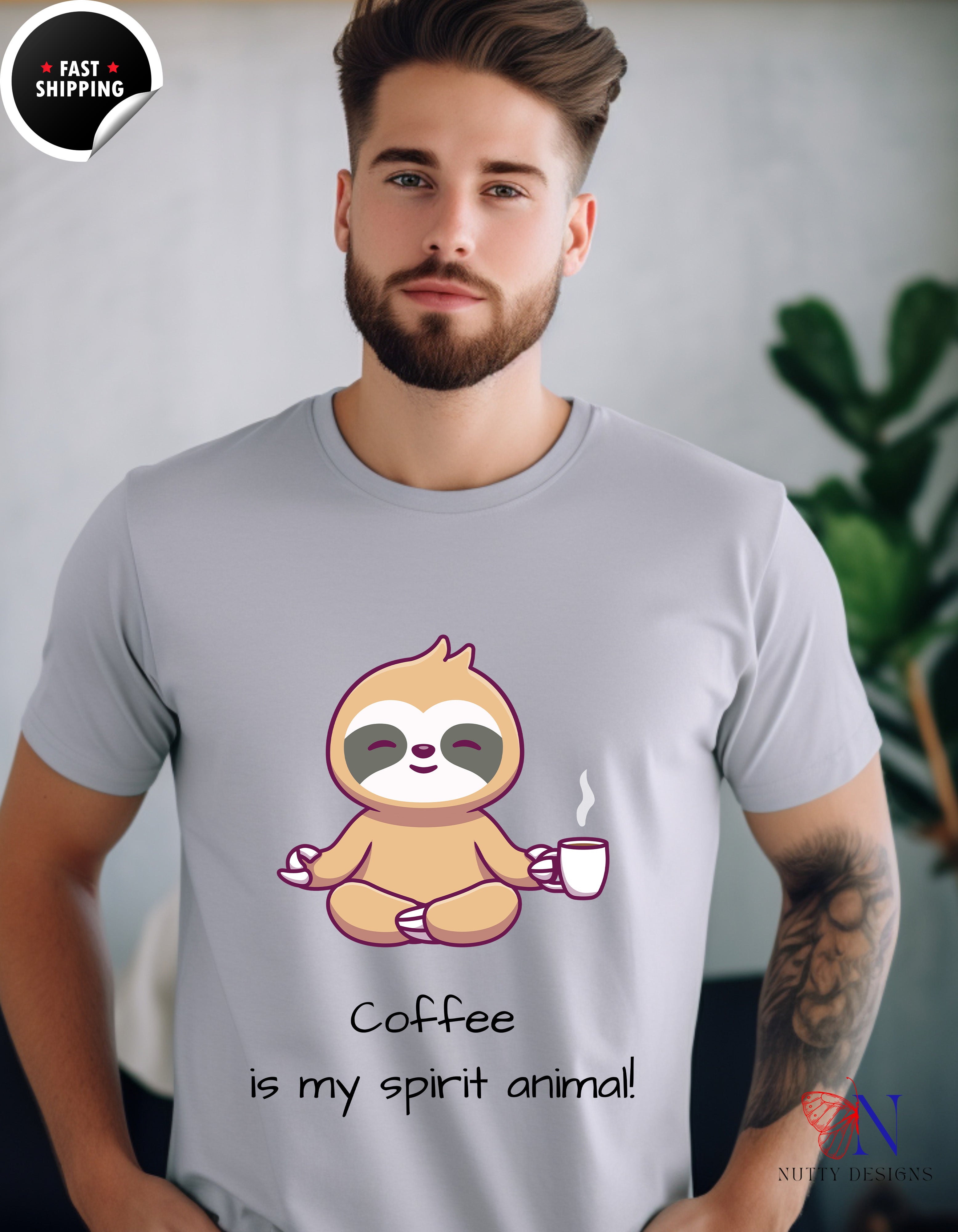 Coffee Is My Spirit Animal funny tshirt, Cute Coffee Shirt, Coffee T-Shirt, Coffee Tee, Brunch Shirt, Women's/ Mom Coffee Shirt