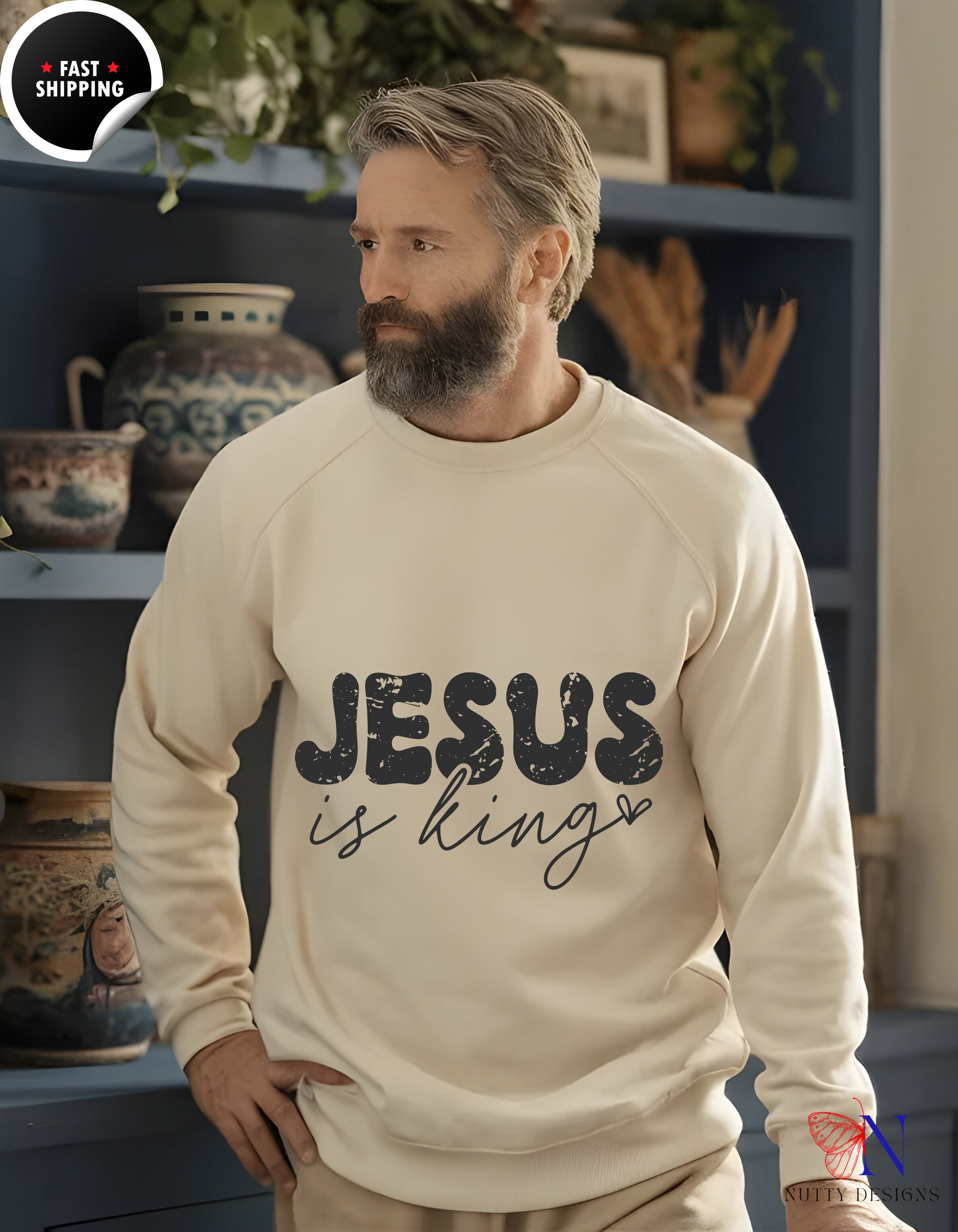 Christian Jesus Is King Crewneck Sweatshirt, Religious Christian Faith Jumper, Unisex Sweatshirts, Christian Apparel, Religious Top, King of