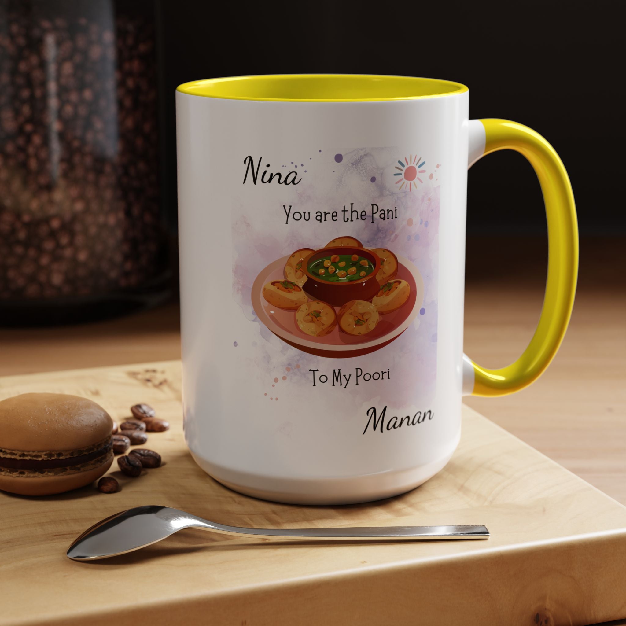 Funny Coffee Mug, Personalized Mug, You Are Pani To My Poori Accent Cup 11/15oz, Anniversary, Wedding, Valentines, Romantic Gift Him her