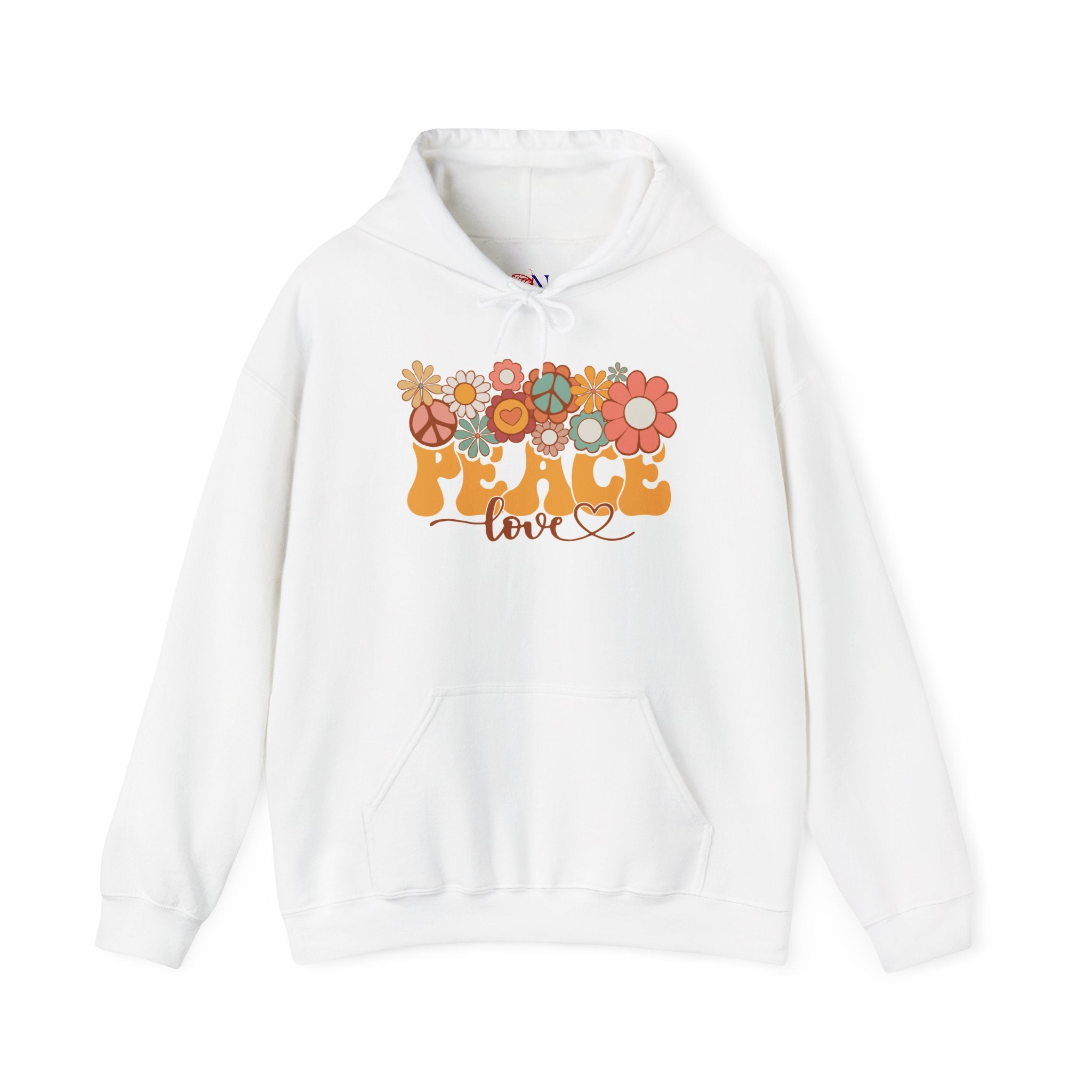 Hoodie — Retro 'Peace & Love' Floral Graphic Hoodie