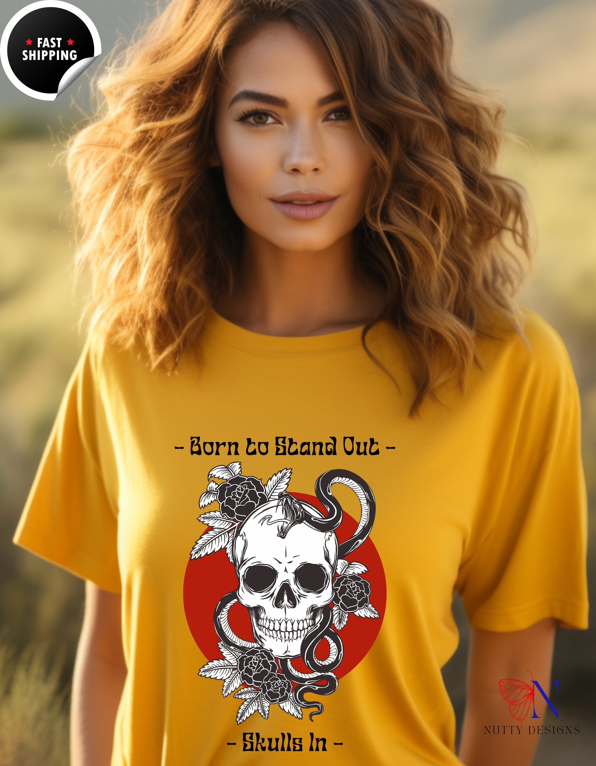 Born To Stand Out Skulls In T-Shirt Product Photo | Nutty Designs