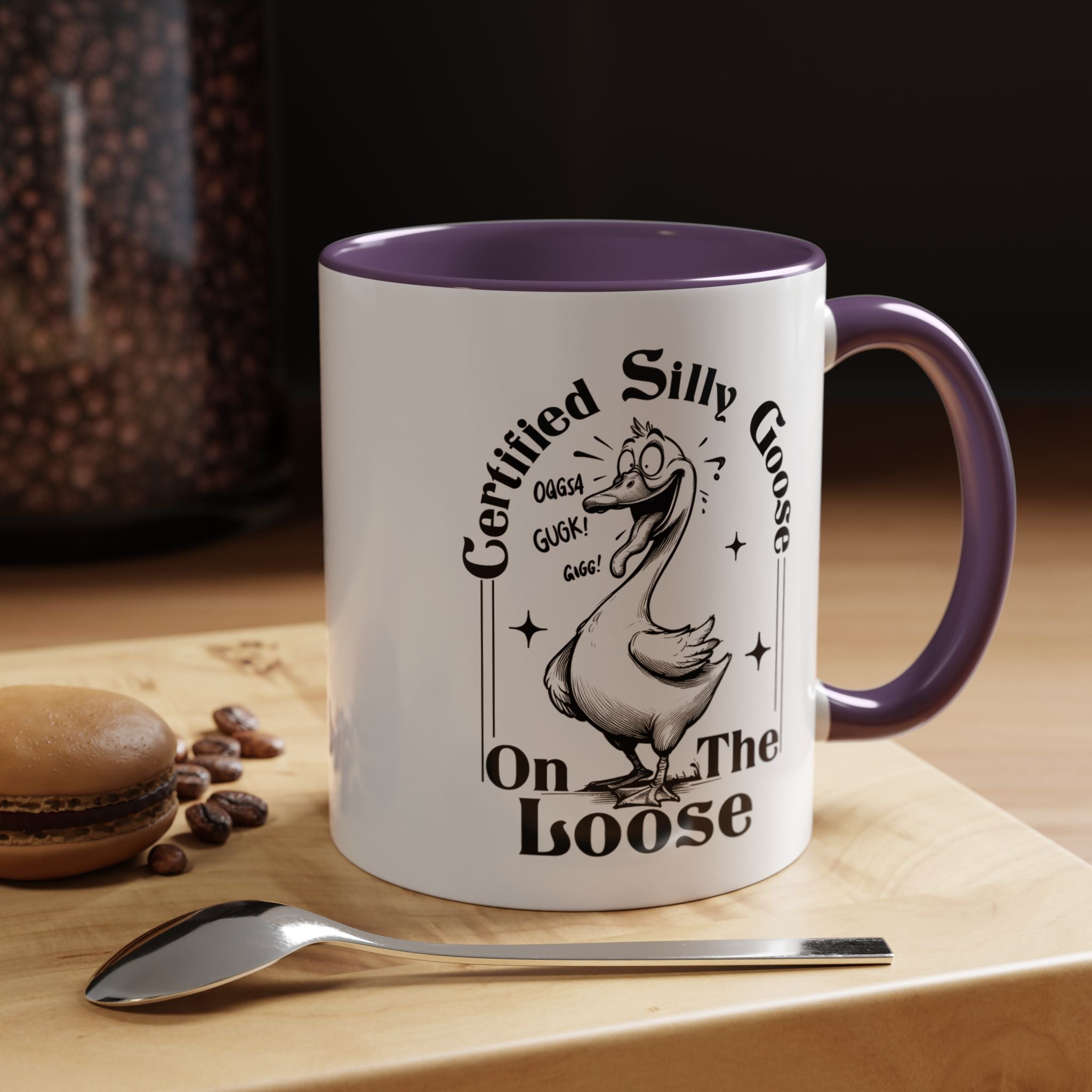 Funny Coffee Mug, Personalized Mug, Certified Silly Goose On The Loose,  Accent Cup (11, 15oz), Gift Under 20, White Elephant