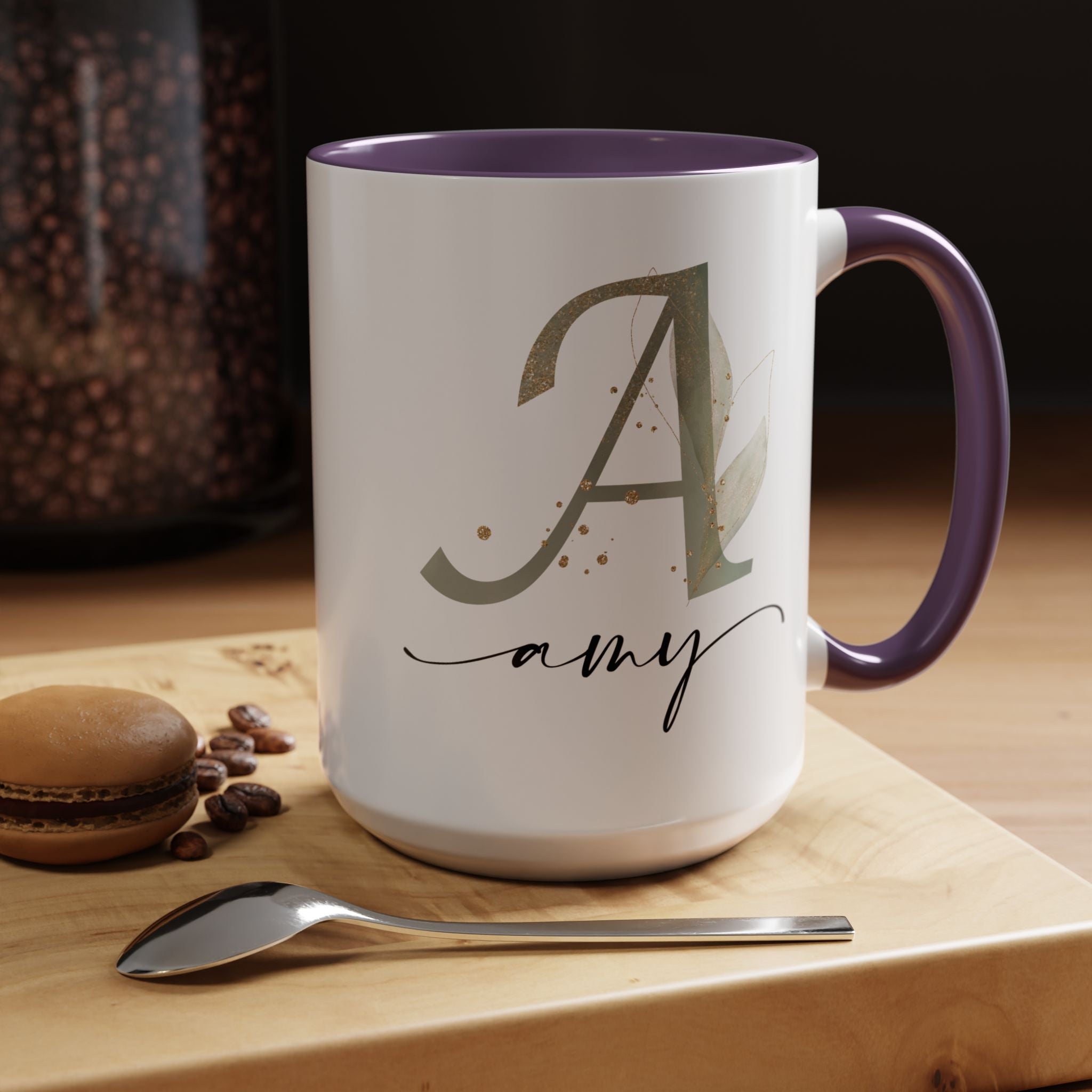 Personalized Floral Initial Coffee Mug for her, Custom Name Mug, Wedding Favor, Unique Home Décor Coffee Cup, Girlfriend Gift, Monogram Mug